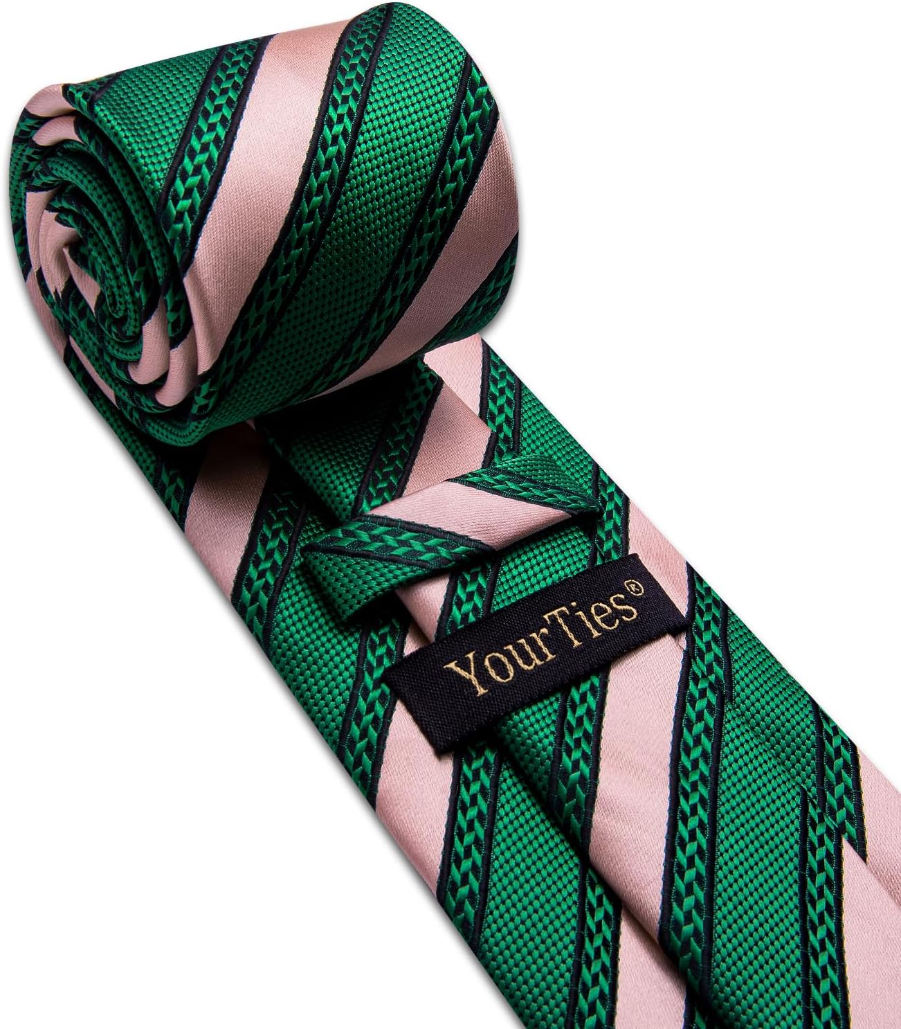 Striped Ties for Men Classic Woven Silk Necktie with Handkerchief Cufflinks Set Formal Business Party Wedding - Image 6