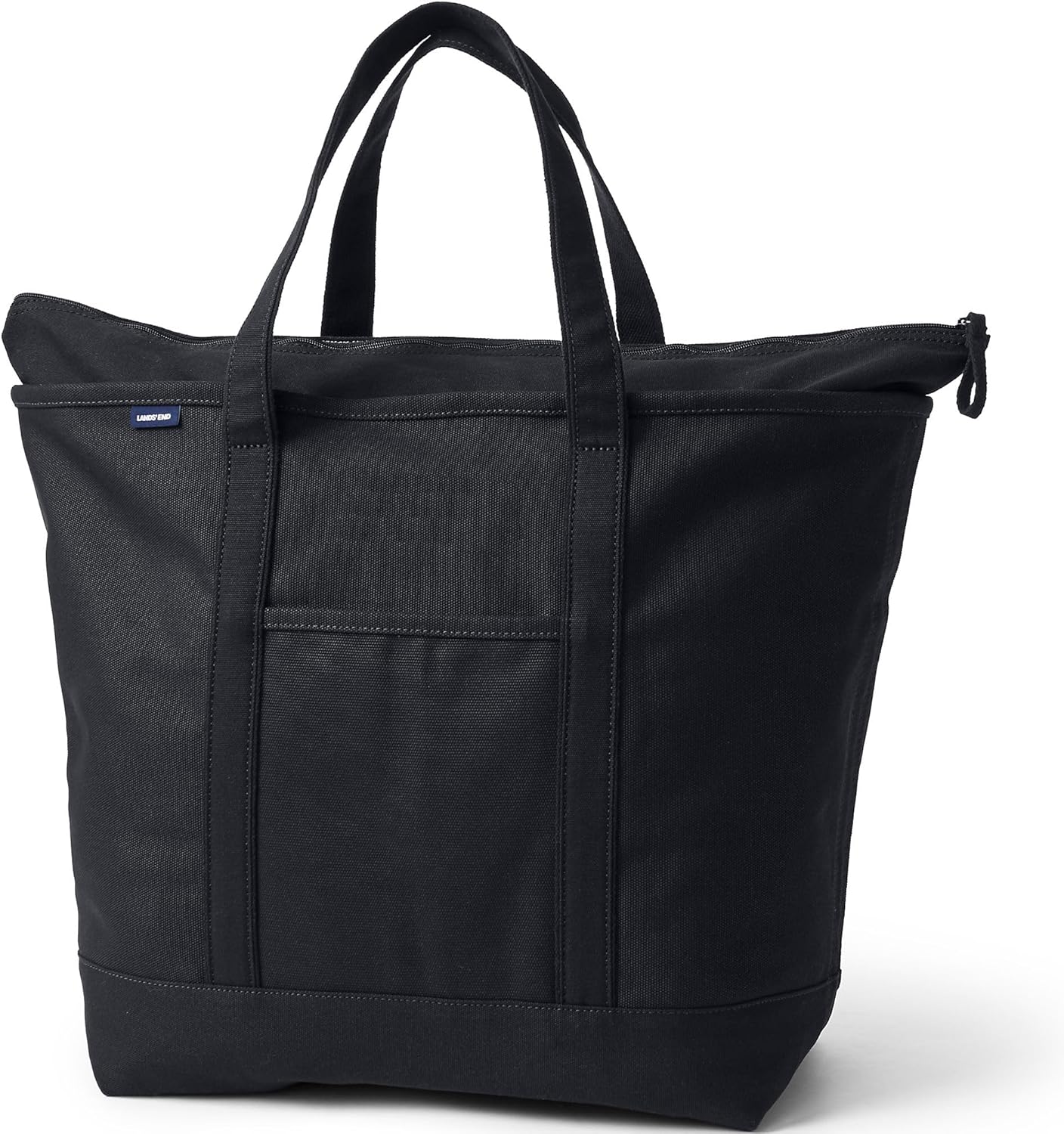 Lands' End Solid Zip Top Canvas Tote Black/black X-Large Regular Handle