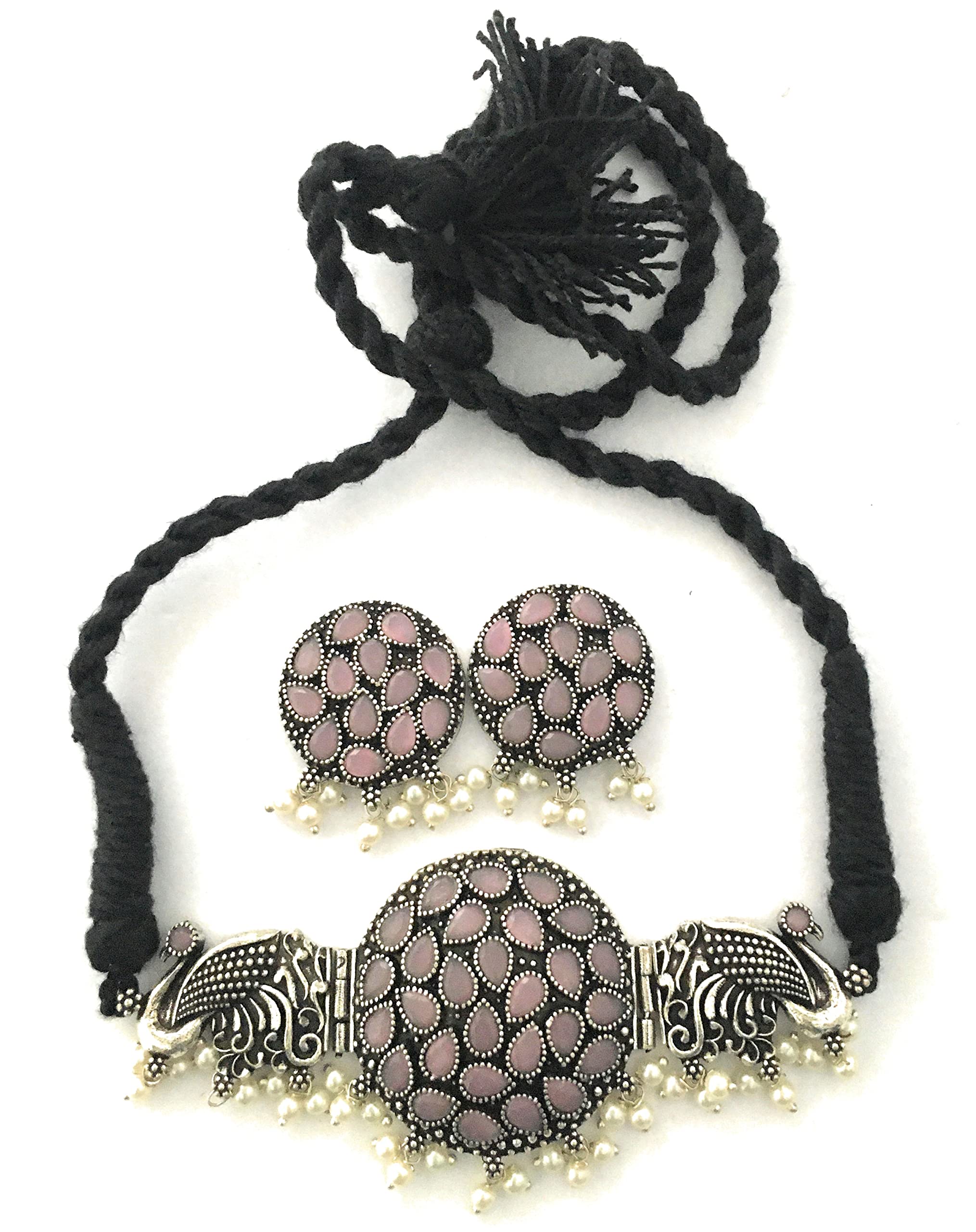 Sasitrends German Silver Stone Studded Oxidized Jewellery Set for Women & Girls (B0B624QVSZ) Amazon Price History, Amazon Price Tracker