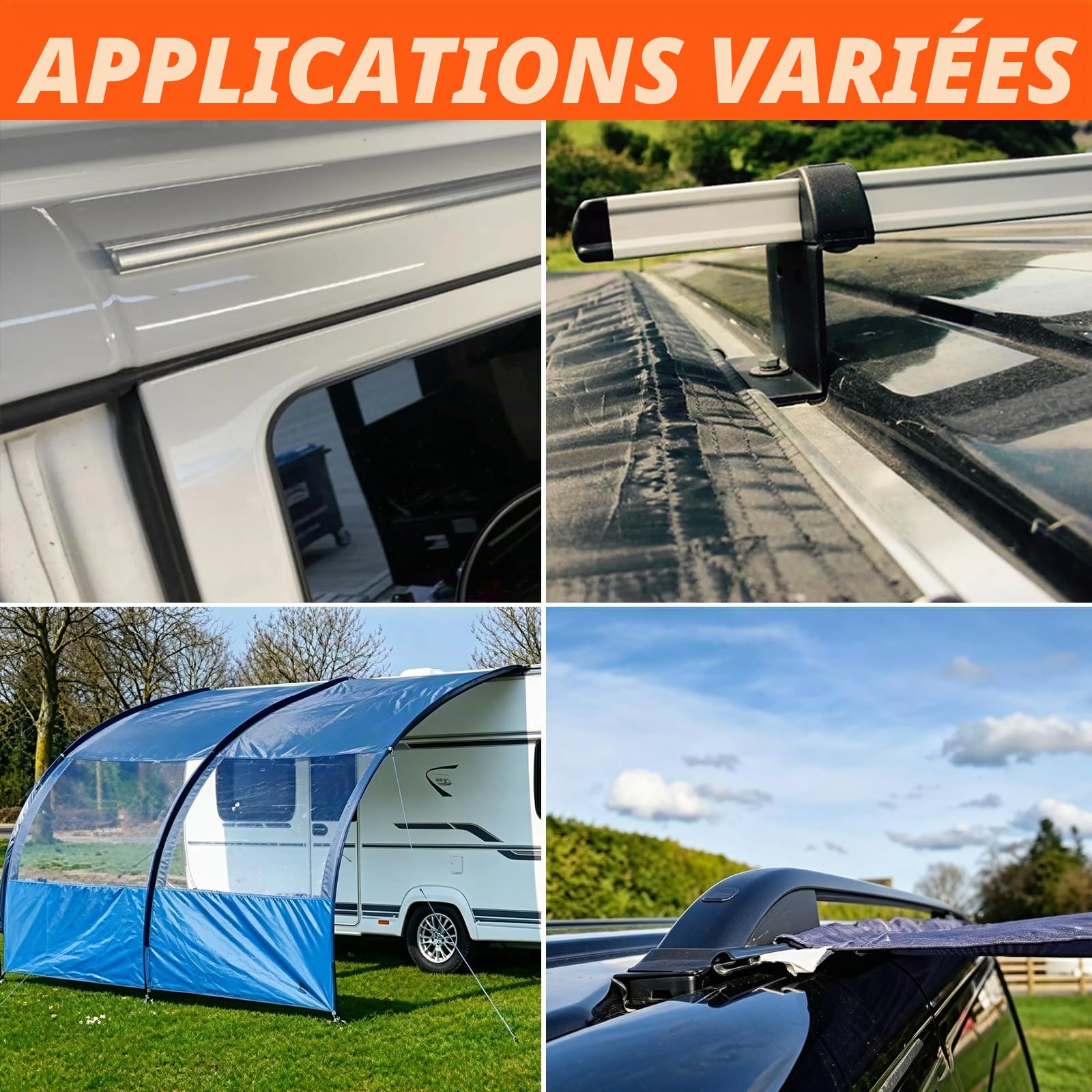 BRGD 8 Pièces 50cm Bande D'auvent en Aluminium, Rail d'attache Canal C 45° Rail d'auvent pour Camping-Cars, Caravanes et Tentes