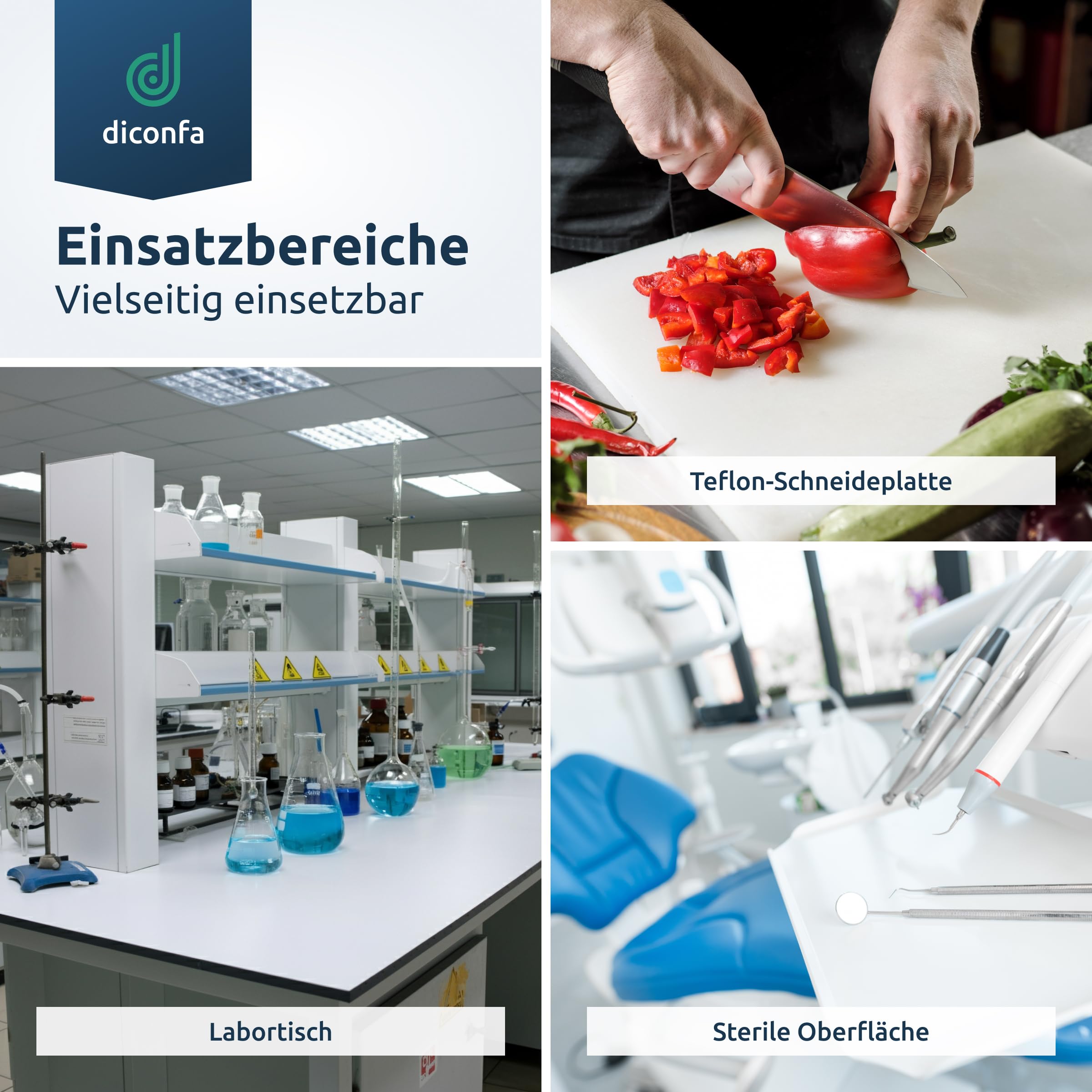 diconfa PTFE Teflon Platte nach Maß BREITE und LÄNGE 100mm bis 1000mm DICKE: 0,5mm bis 100mm AUSWAHL: 500x100mm, 5mm dick - Kunststoffplatte virginal weiß Hitze Kälte UV-stabil Innen Außen
