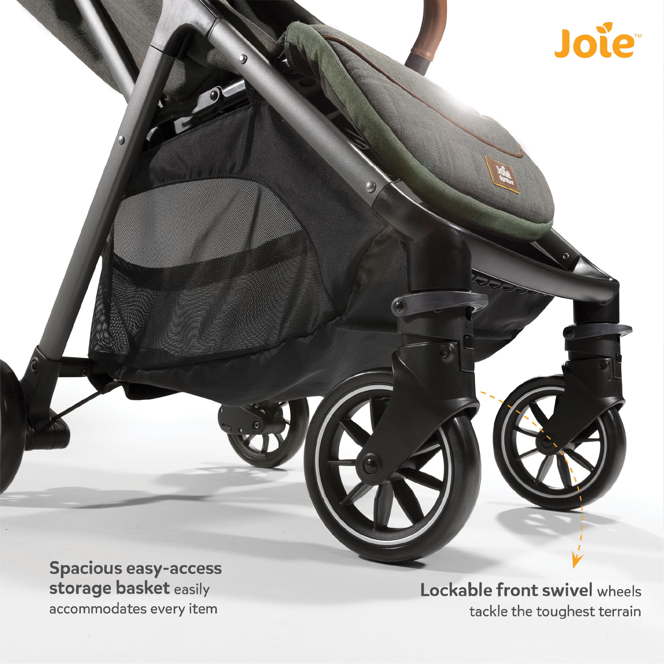 Joie - Parcel™ - Poussette Compacte - Siège Inclinable À Plat - Compatible Sièges Auto - Suspension Souple - Harnais 5 Points - Pliage Automatique - Coloris Oyster - Dès La Naissance (Oyster)