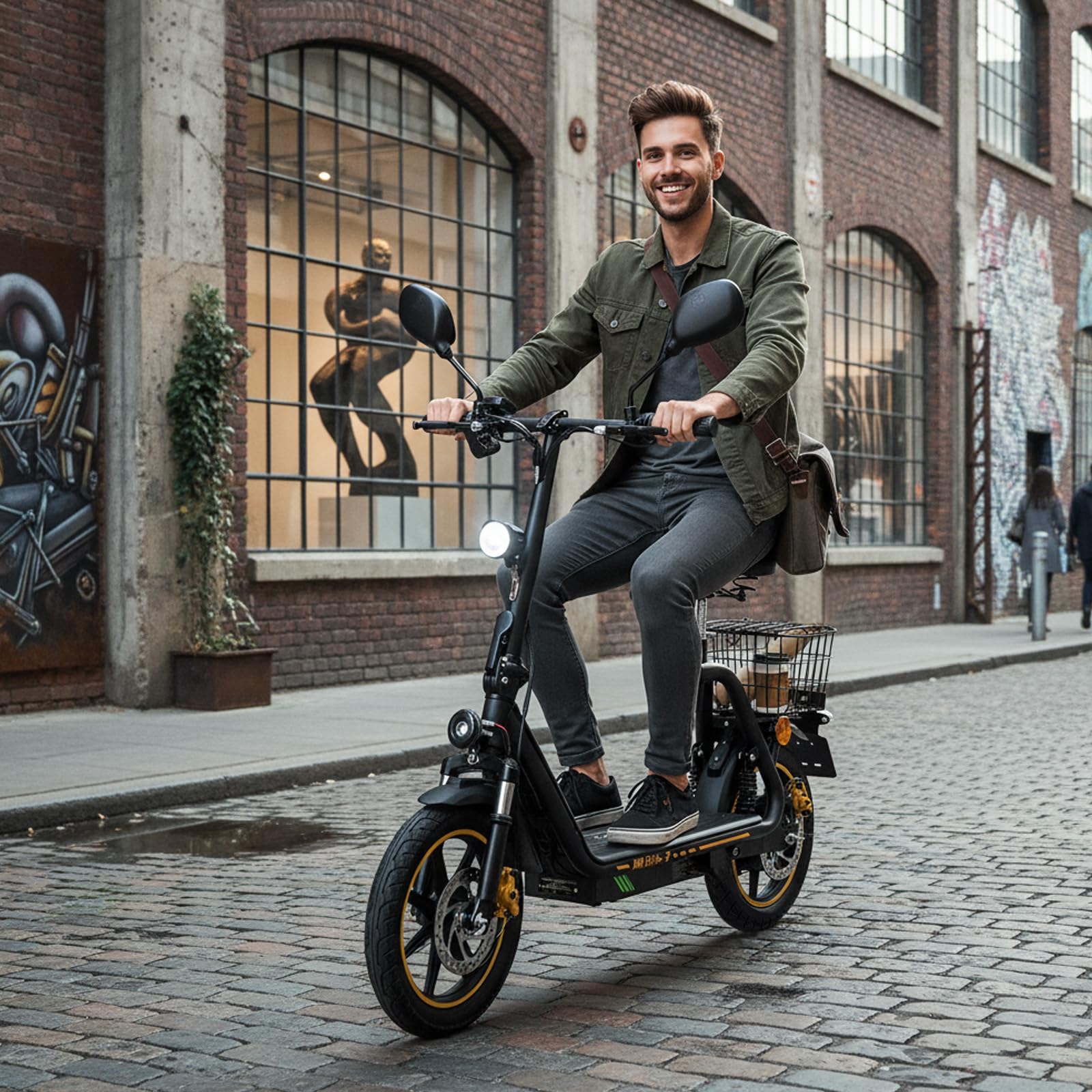 TWOFISH E-Moped mit Straßenzulassung, Elektro Motorrad für Erwachsene, 500W Motor 48V 13Ah Akku, Doppelfederung, EEC Zertifiziert, Max. 45 km/h, 14 Zoll Reifen, IPX4, M5 Elite