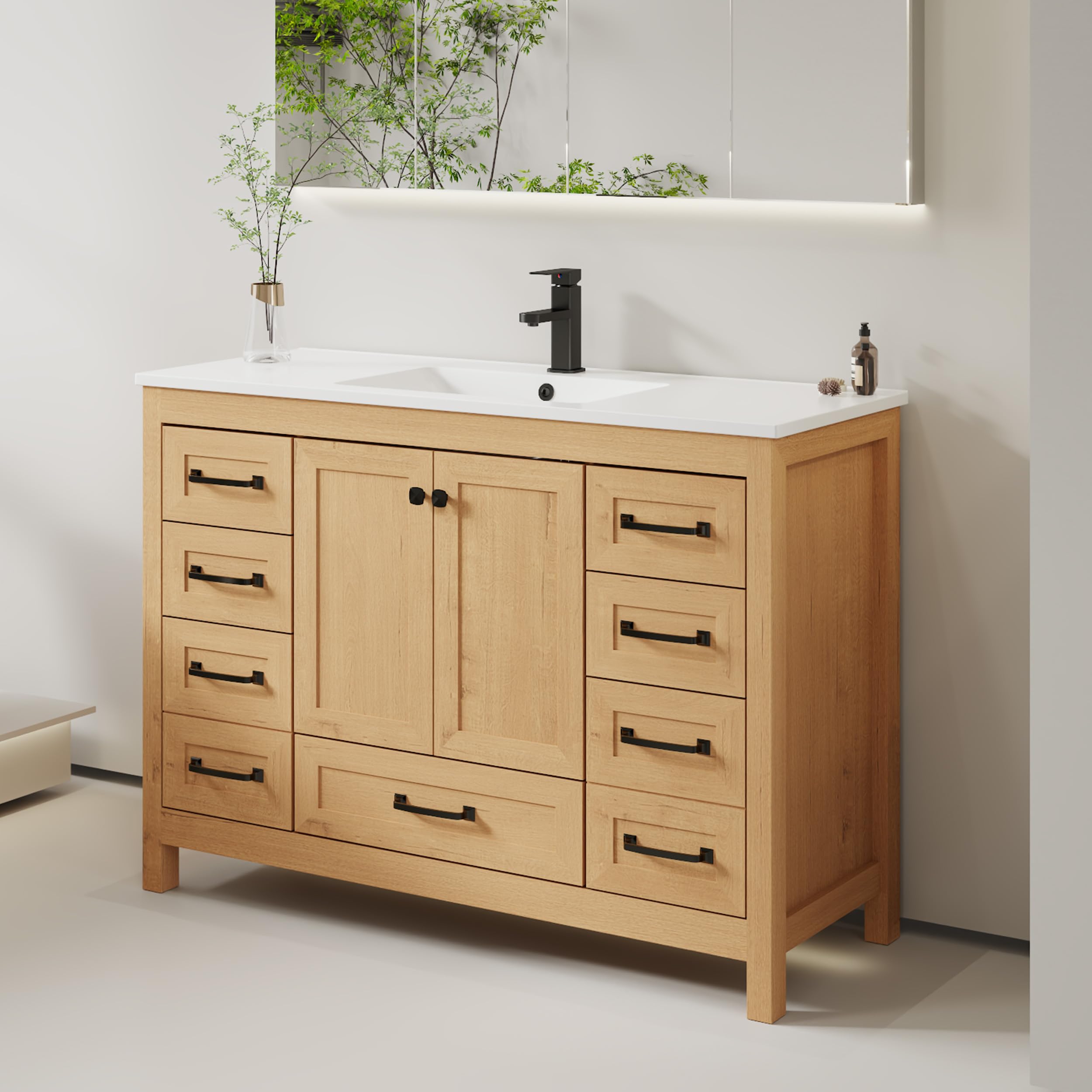 eclife 48 Bathroom Vanities with Sink Combo, White Natural