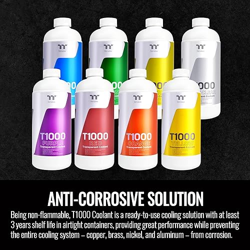 Miniatura 3 de Thermaltake Refrigerante transparente transparente puro T1000 para PC de refrigeración por agua 33.8 fl oz, anticorrosión, anticongelante para