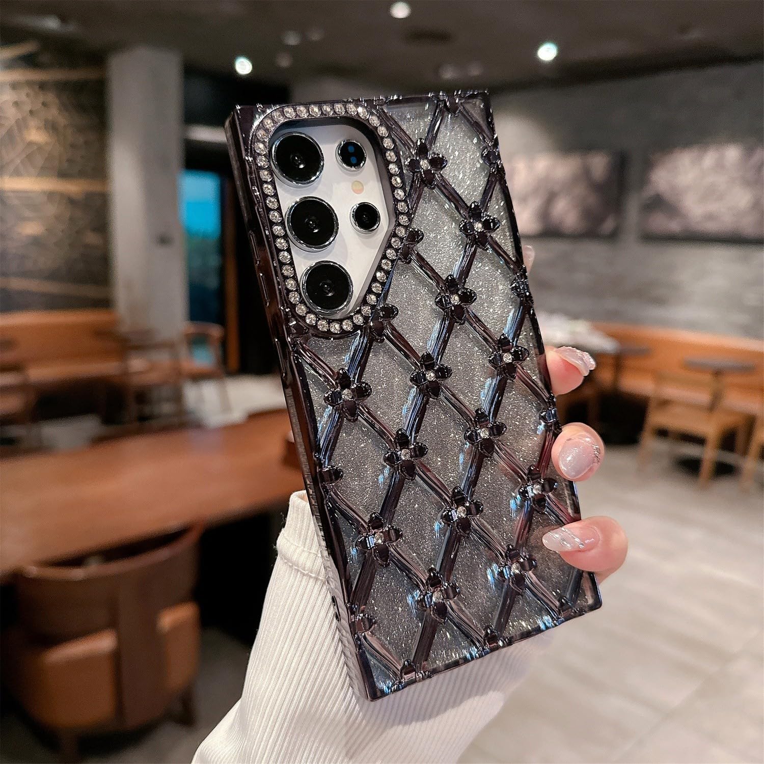 Étui Samsung Galaxy S25 Plus noir en silicone antichoc à paillettes