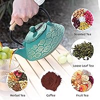 Vista 3 de Tetera de hierro fundido, tetera japonesa con infusor para hojas sueltas, tetera para estufa de té, cubierta segura con interior esmaltado