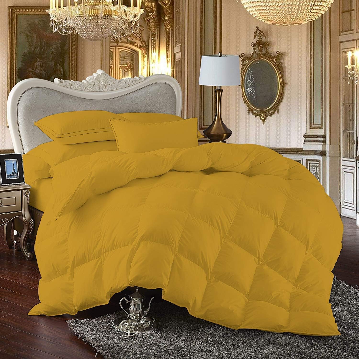 Princess Full/Queen Alternative 800 Thread Count 5 Piece Comforter Set (90" x 90") 116 Ounces of Fill,Gold