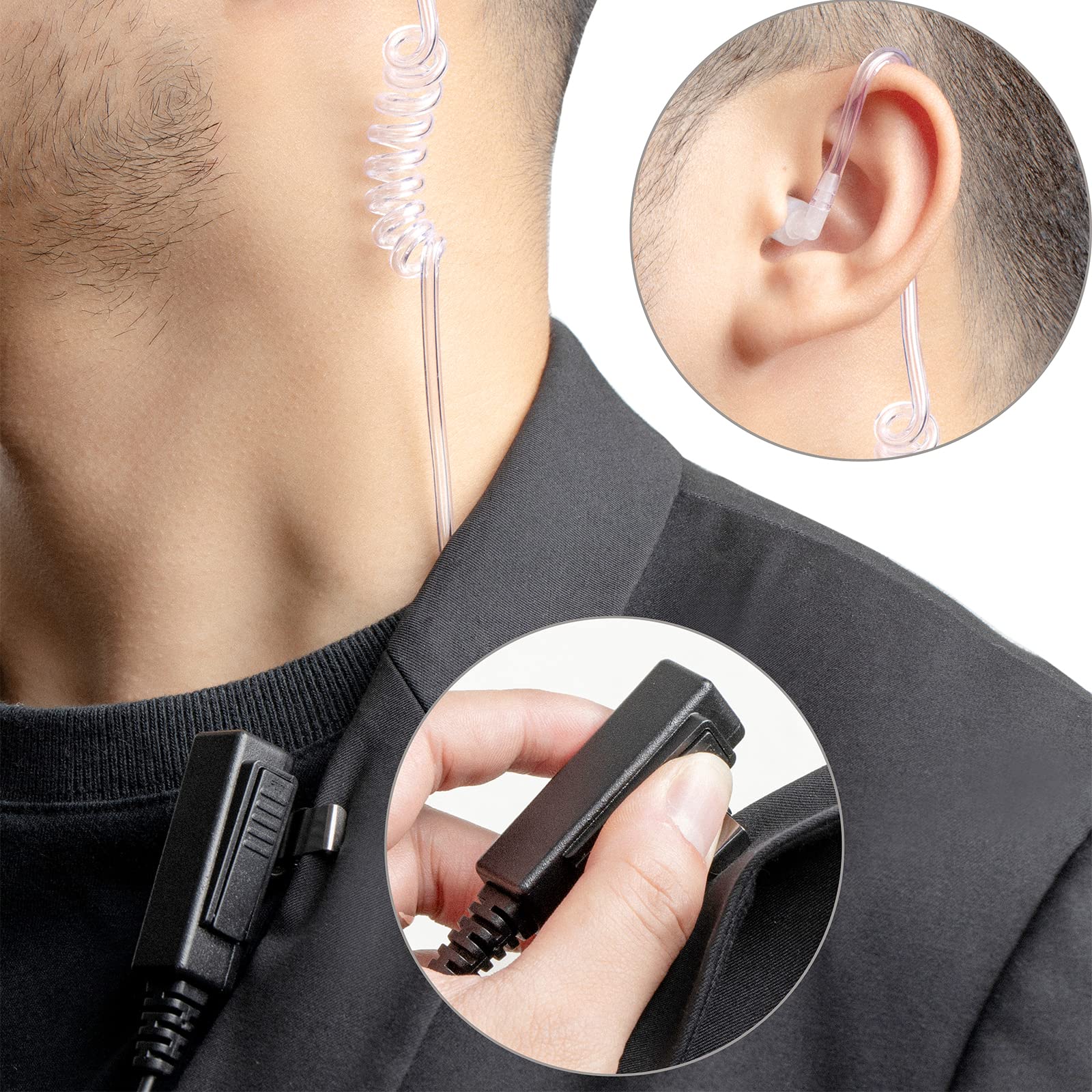 SHON Mikrofon do słuchawek Walkie Talkie - PTT Clear Sound,radiowy zestaw słuchawkowy z szybkozłączką Air Tube, do Kenwood Walkie-Talkie, roczna