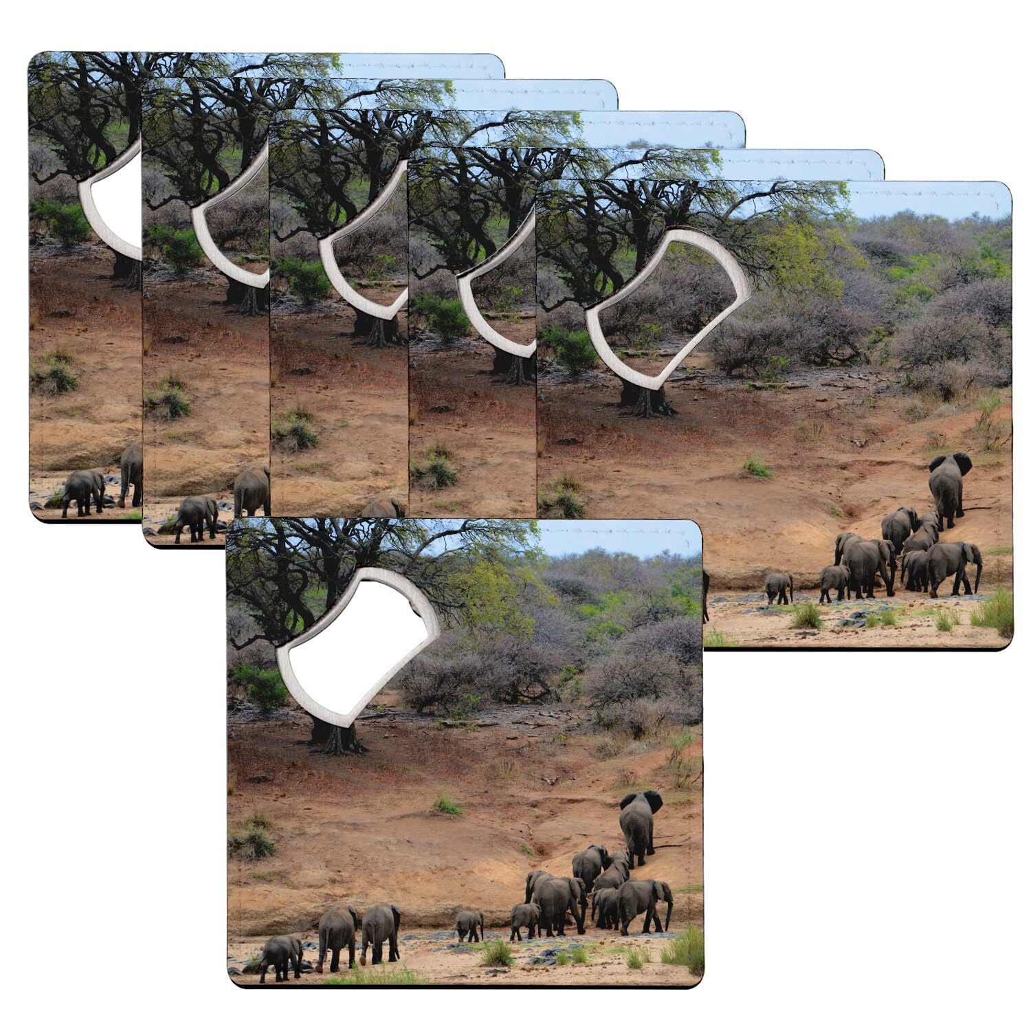 Sous-verre décapsuleur éléphant pour apéritif savane et table de salon