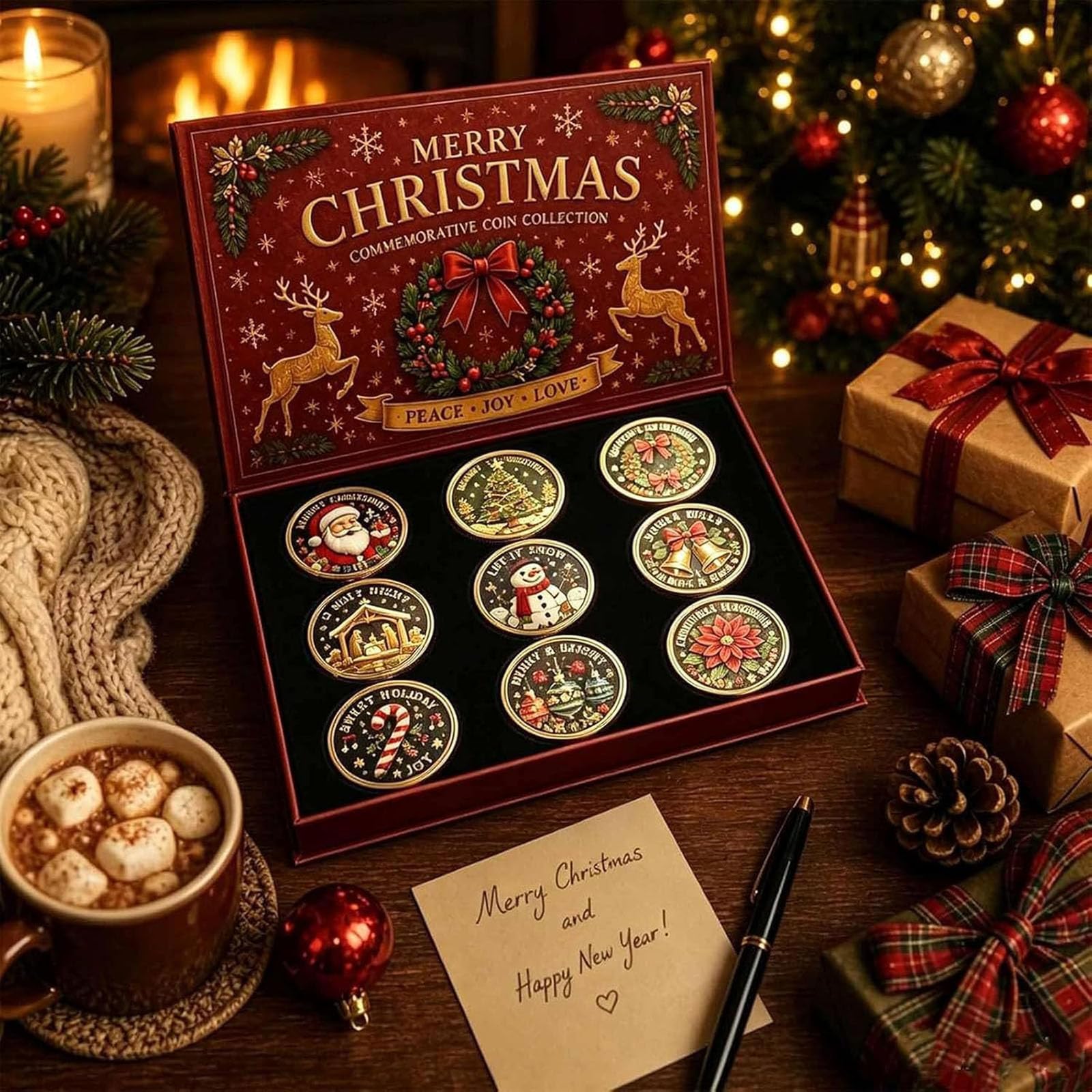 Collezione di Monete Commemorative Natalizie, Set da 9 Pezzi (2pc)