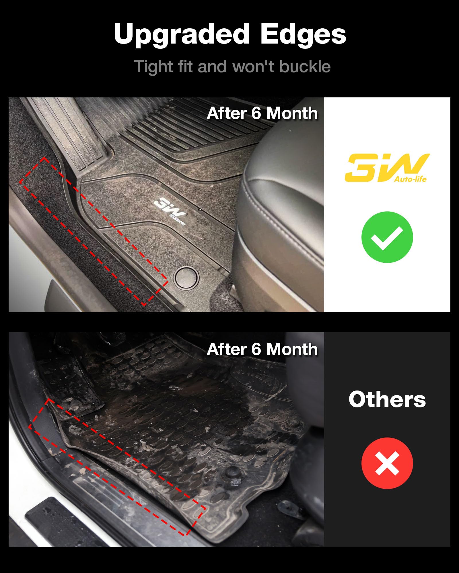 3W Floor Mats Cargo Liner Fit for 2021-2024 2025 Chevy Suburban GMC Yukon XL Escalade ESV 7 Seat — view 7