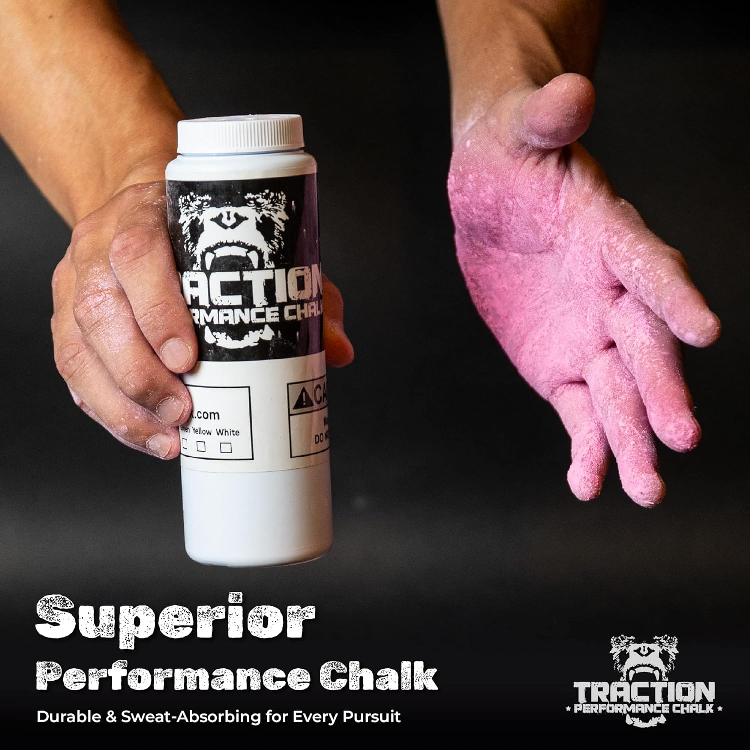 Traction Performance Colored Gym Chalk | Powder Chalk for Gymnastics, Rock Climbing, Weight Lifting & Workouts - Firm Grip Magnesium Carbonate Lifting Powder in Vibrant Colors - Made in USA | 8 oz. : Sports & Outdoors