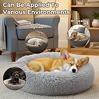 Vista 5 de Calming Anti-Anxiety Donuts Dog And Cat Bed, Round Fluffy Soft Washable Small Medium Pet Bed For Puppy And Kitten, Cuddler Warming Comfortable