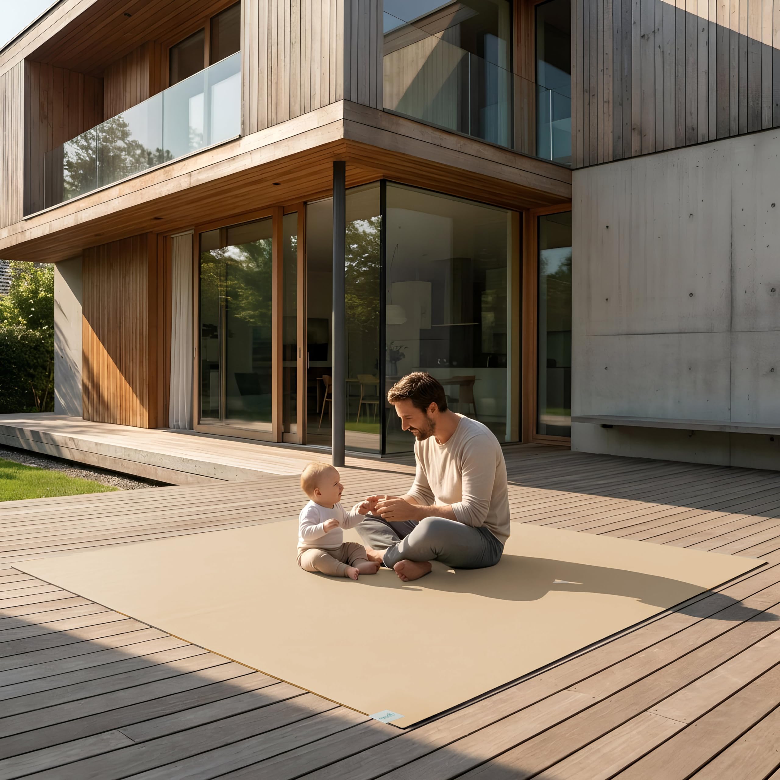 Outdoor Krabbelmatte SanoSoft "made in Germany" - Öko-Tex 100-160x240 cm Sand/Beige