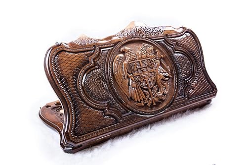 Armenian BACKGAMMON WOODEN BOARD GAME Nardi Nardy checkers chess carving Ararat and Coat of Arm Ornament hand made gift walnut wood table game