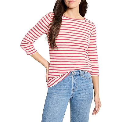 NIC+ZOE 3/4 Sleeve Stripe Boat T Shirts Women