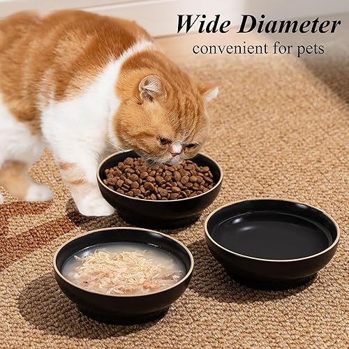 Miniatura 5 de Tazón de cerámica para gatos, paquete de 3 cuencos pequeños para mascotas, aptos para lavar platos, platos para alimentos y agua para perros