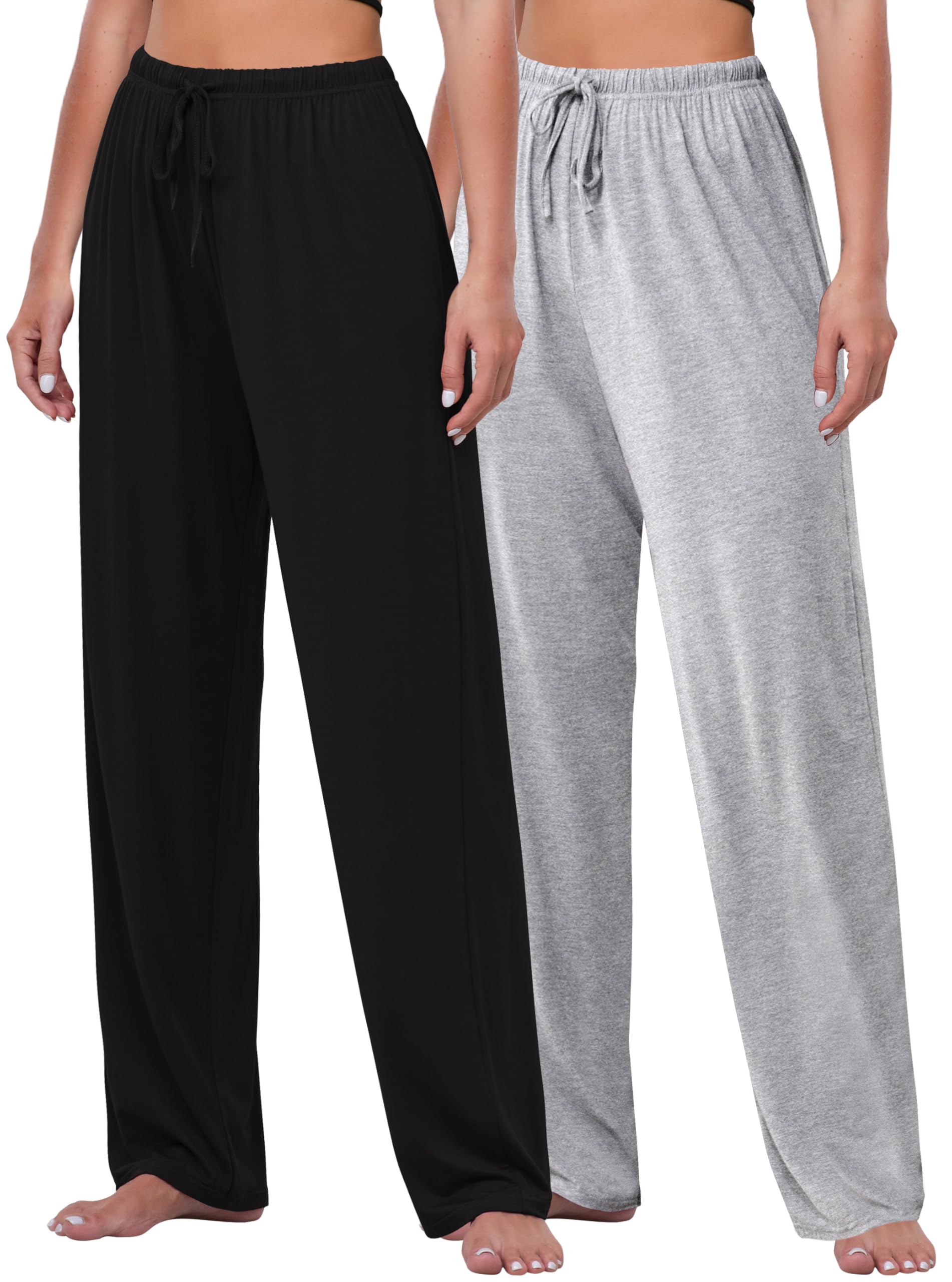 FEQO 2 Pack Women's Lounge Pants Wide Leg Yoga Pants Casual Pajama Bottoms