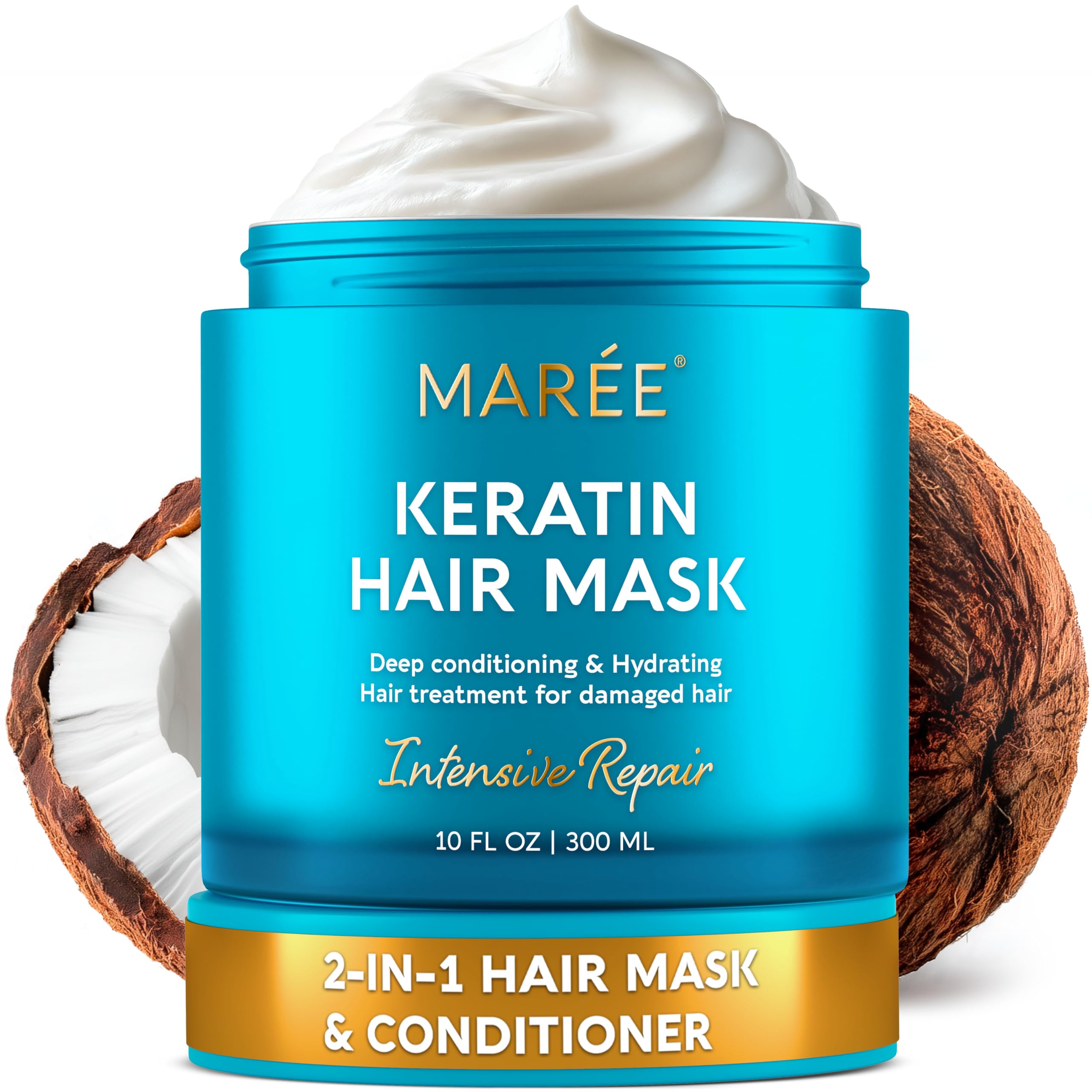 MAREE Deep Conditioning Hair Mask for Damaged Hair Treatment - Keratin Hair Care for Hydrating Growth Repair Moisturizing - Dry Curly Color Refreshing - Tratamiento Mascarilla Para el Cabello SecoClimatePartner certified