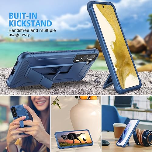 Miniatura 5 de ORETECH Funda con función atril para Samsung Galaxy S22, con 2 protectores de pantalla de vidrio templado protector de lente de cámara 360 de cuerpo