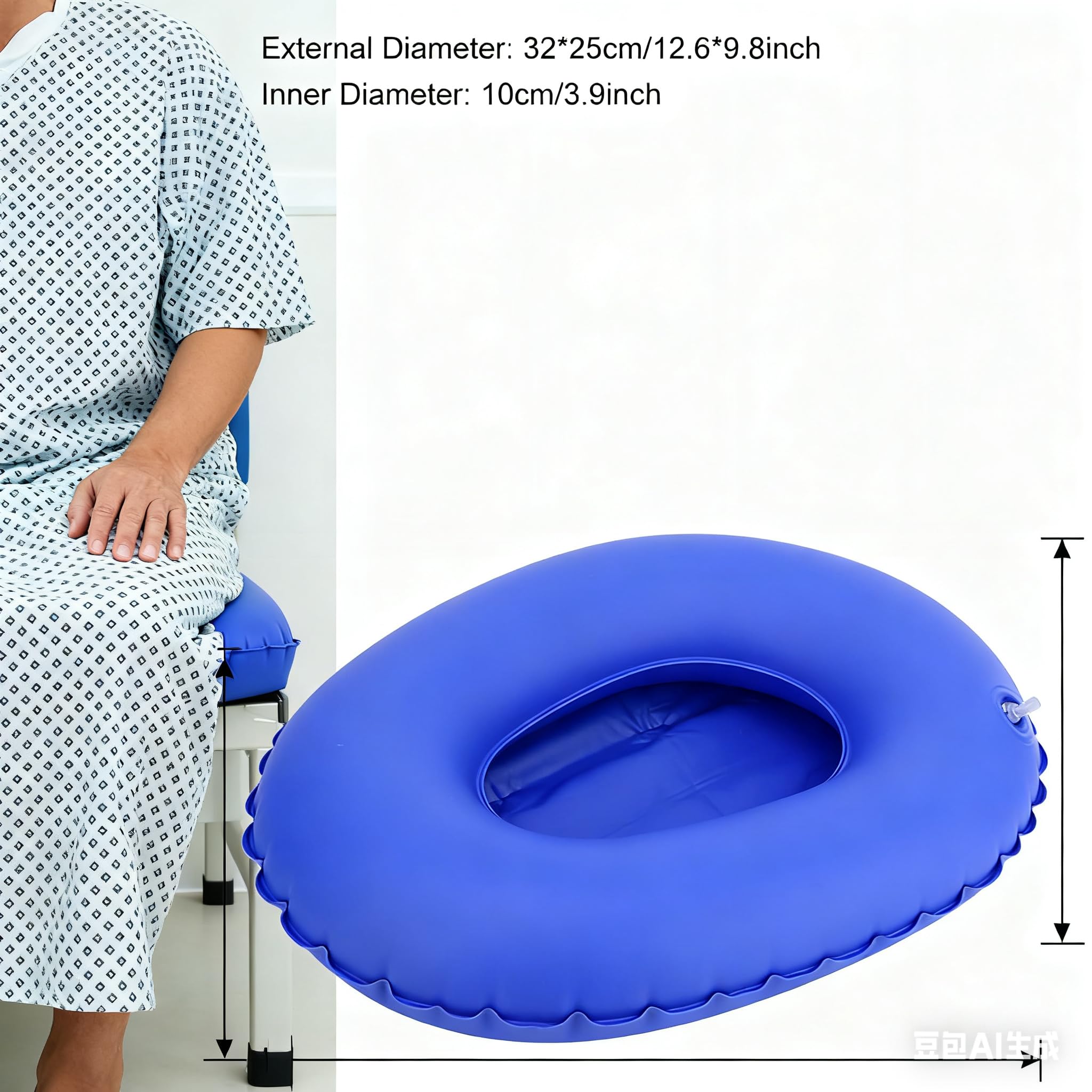 Tissting Padella Medica Gonfiabile, Ergonomica e Stabile con Cuscini Gonfiabili, Vasino Portatile in Materiale PU, Facile da Riporre e Trasportare per Anziani e Pazienti Costretti a Letto