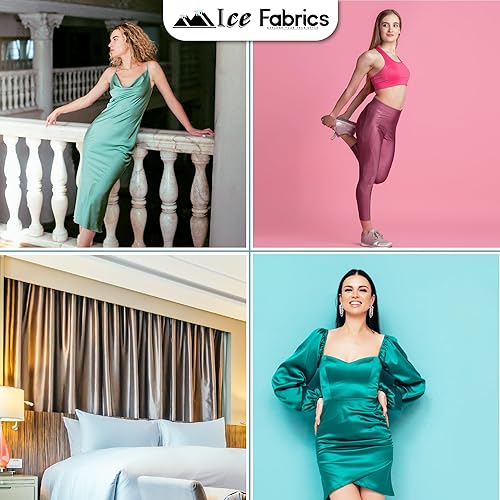 Miniatura 5 de The Yard - Tela de satén de elastano sedosa elástica en 4 direcciones, tela de elastano satinado brillante de 60 pulgadas de ancho para vestidos,