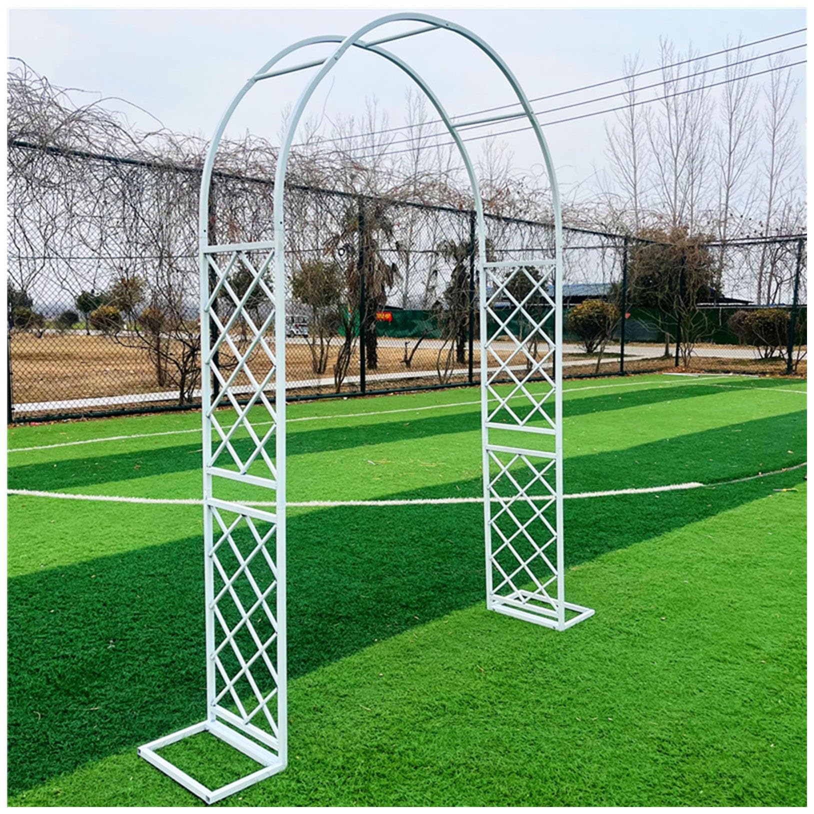 Support de balançoire de jardin avec arche métallique blanche