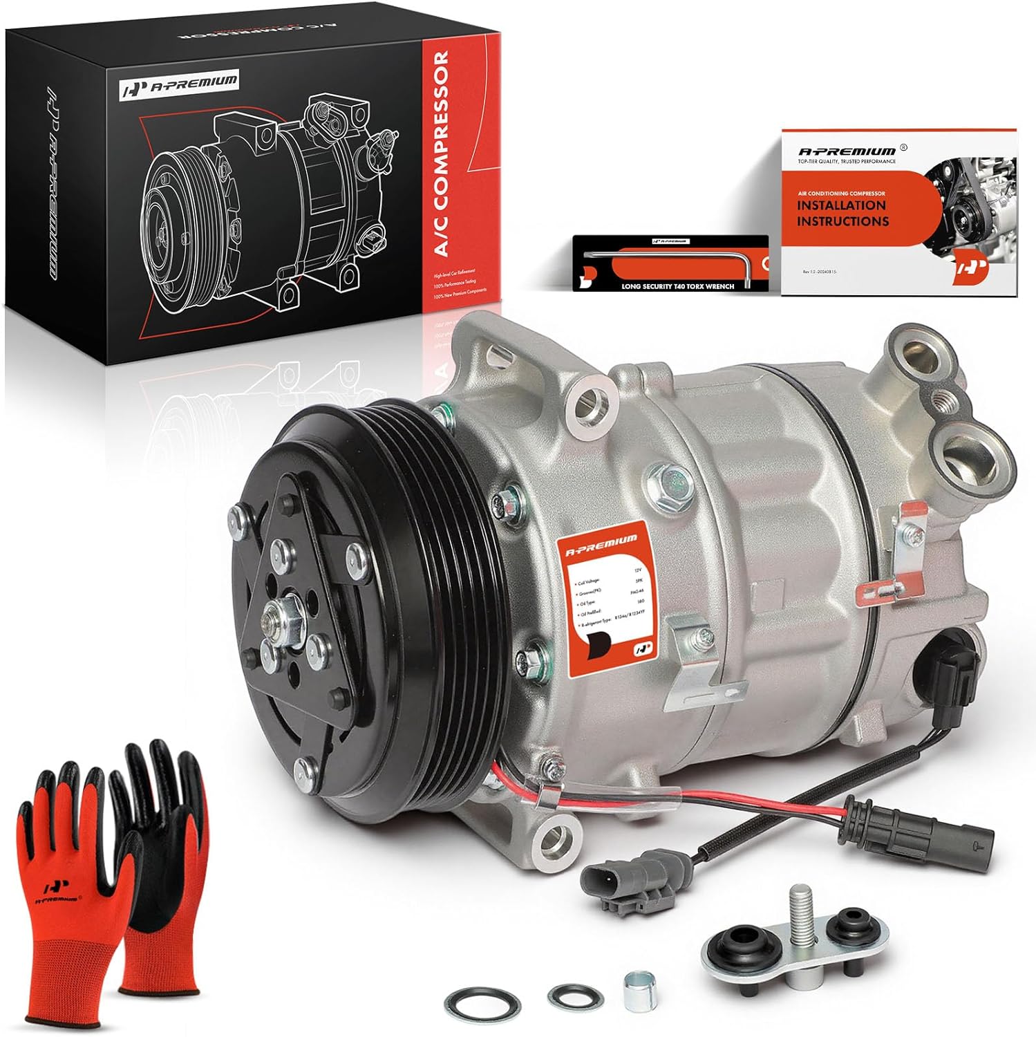A-Premium Air Conditioner AC Compressor with Clutch Compatible with Chevrolet Equinox & GMC Terrain, 2015 2016 2017, 2.4L