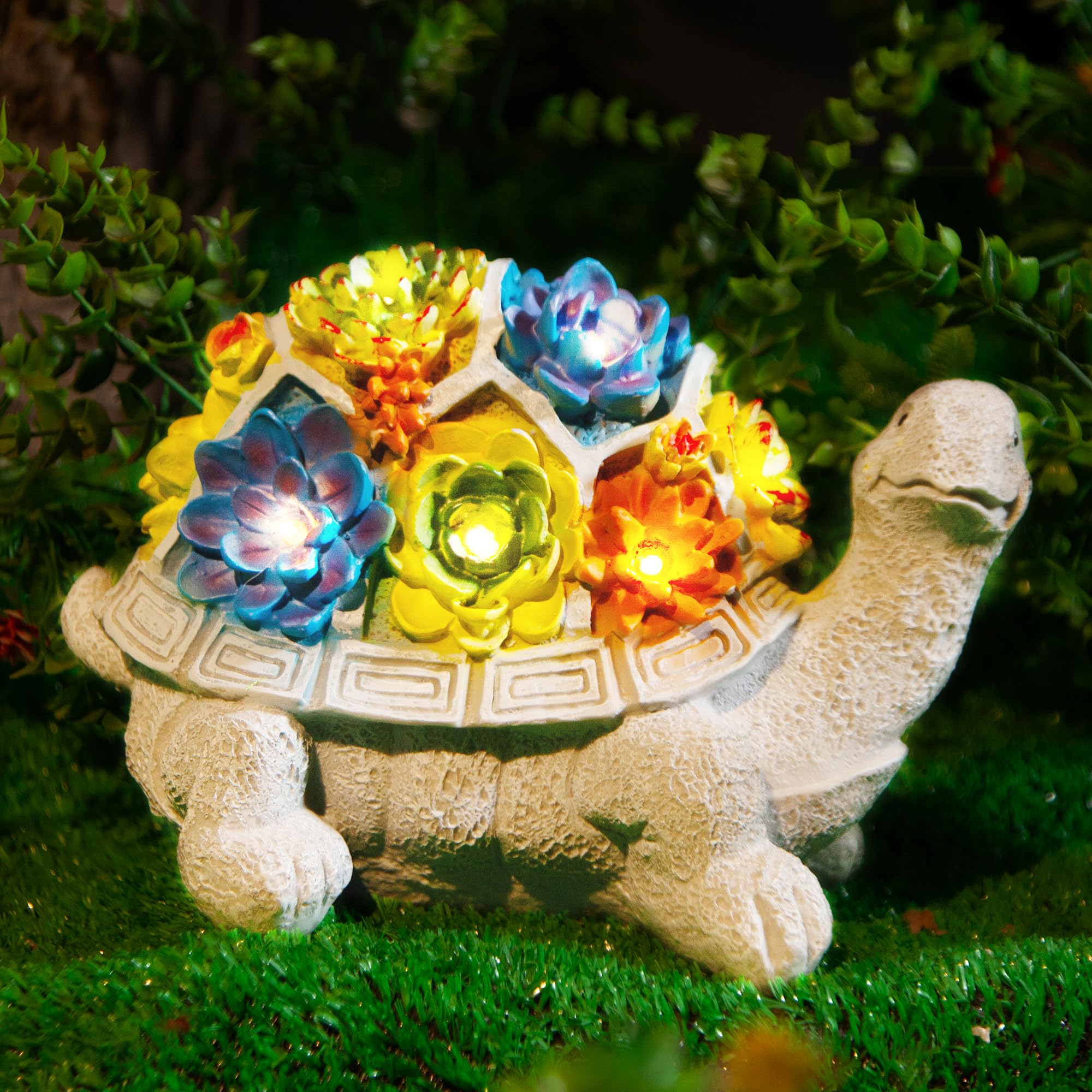 Albert Austin Women's Multicolor Solar Turtle Garden Ornaments Outdoor Waterproof Garden Statue With Solar Powered Led Lights Garden Tortoise Figurine Decor Housewarming Garden Decorations Garden Gifts For Men