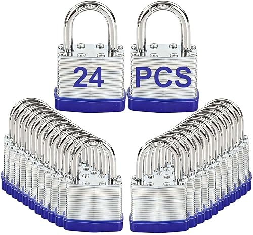 SEPOX Keyed-Alike - Juego de candados, cuerpo de acero laminado reforzado, 1-916 pulgadas, grillete corto de 1.575 pulgadas, paquete de 24 con las