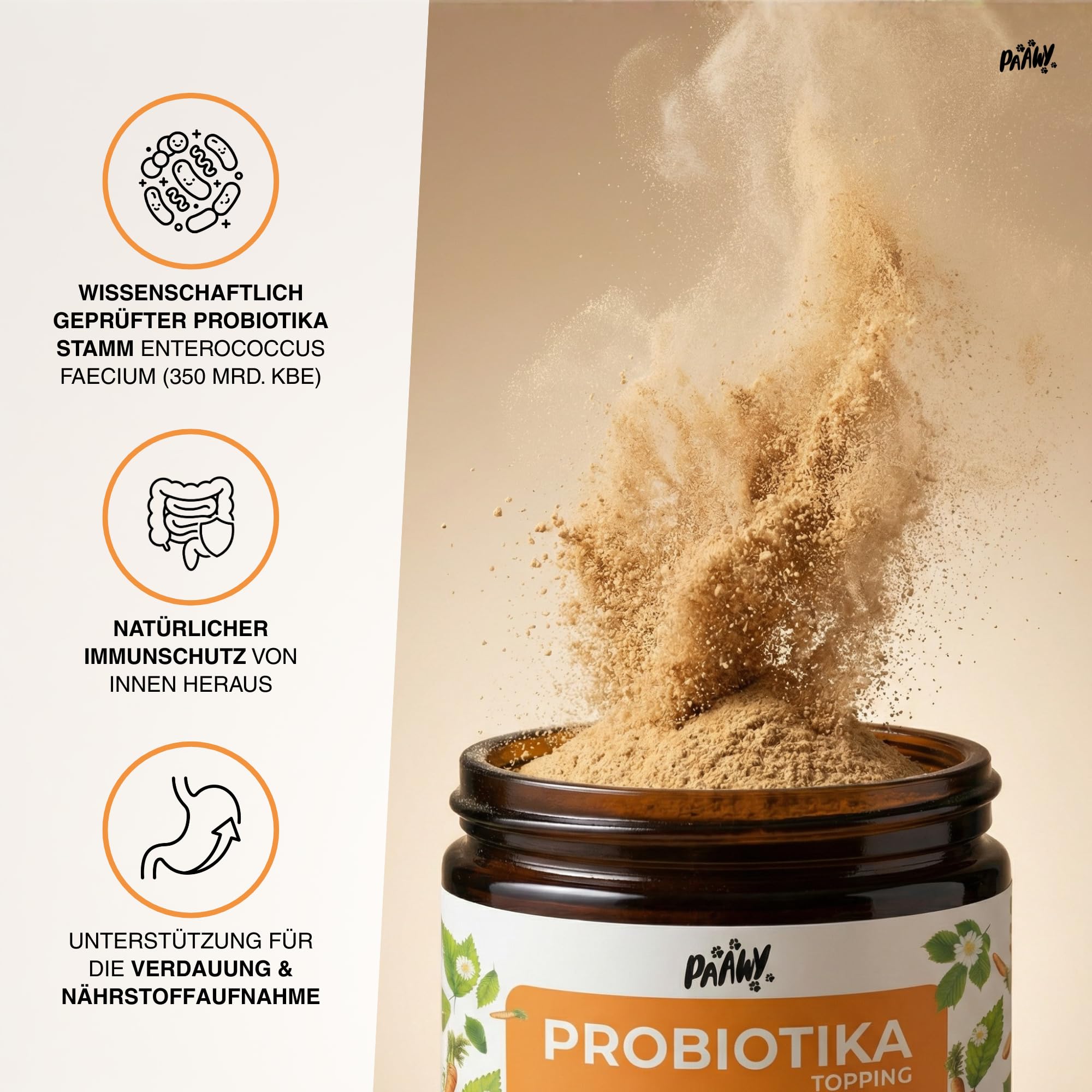 Probiotika Hund - 10-in-1 Wirkstoff-Komplex mit Ulmenrinde & Moor - Pro- & Präbiotika Futtertopping unterstützt bei Durchfall & Sodbrennen Hund - Gras- und Kotfresser Vorsorge Made in Germany
