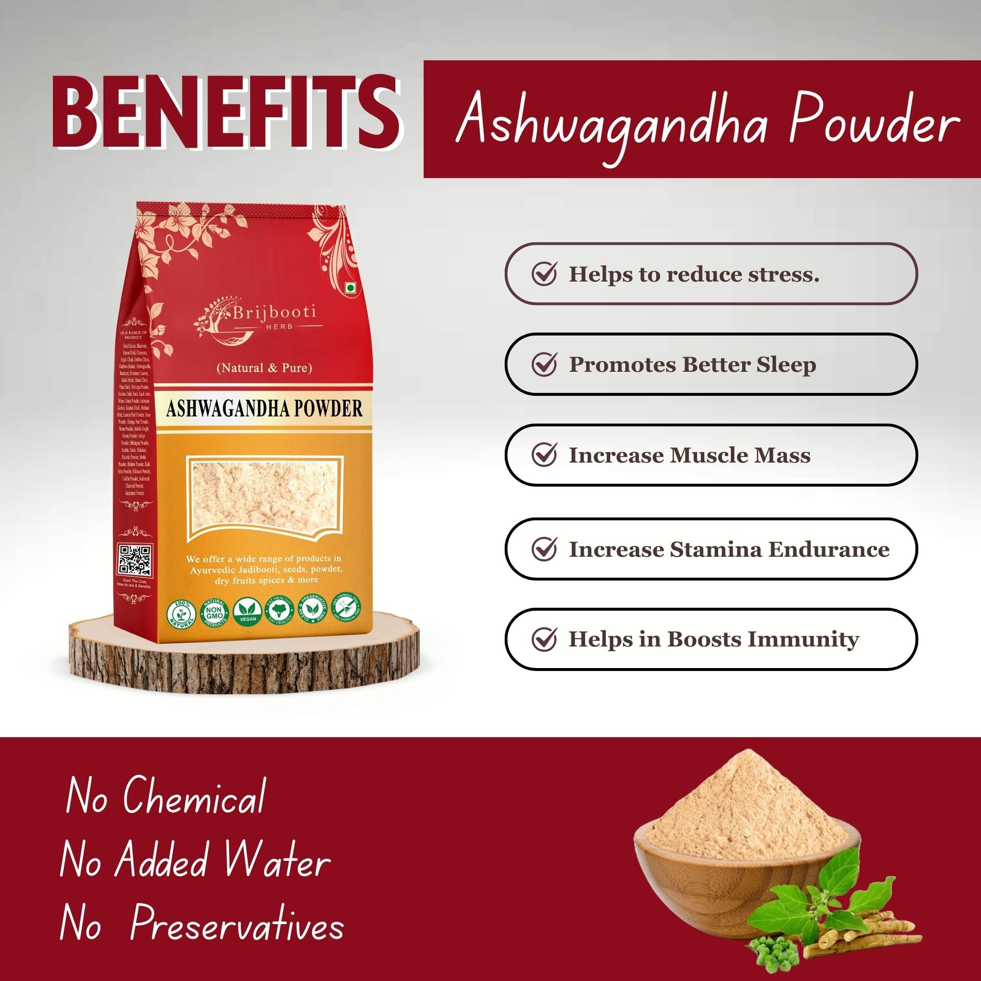 BIRJU MAHAVIR 400 Gr Ashwagandha Root Powder - Withania Somnifera, Natural (BMKB-7) — Amazon image 2