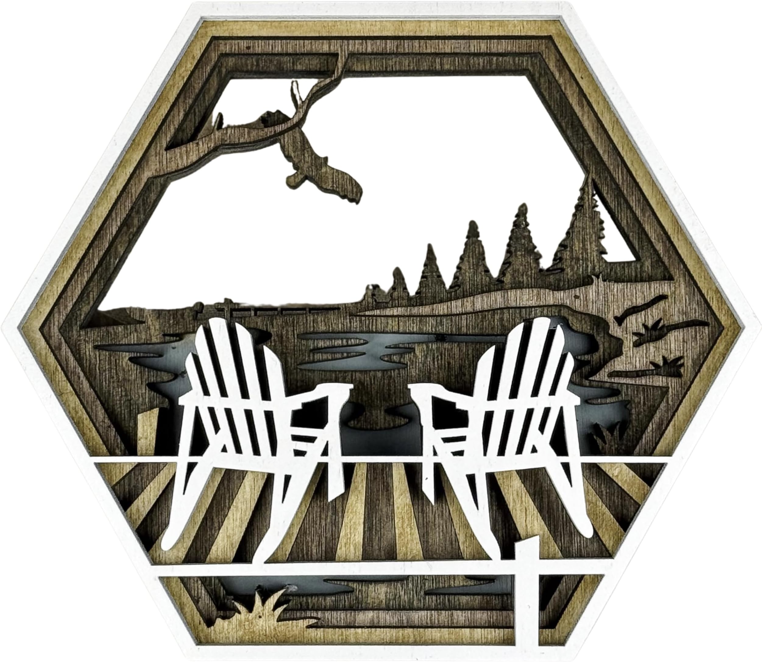 Lake House Decor Shelf Sitter – Rustic Cabin Wood Sign for Table, Mantel or Shelf – Small Wooden Lake Home Accent, 6 x 5.25 Inch