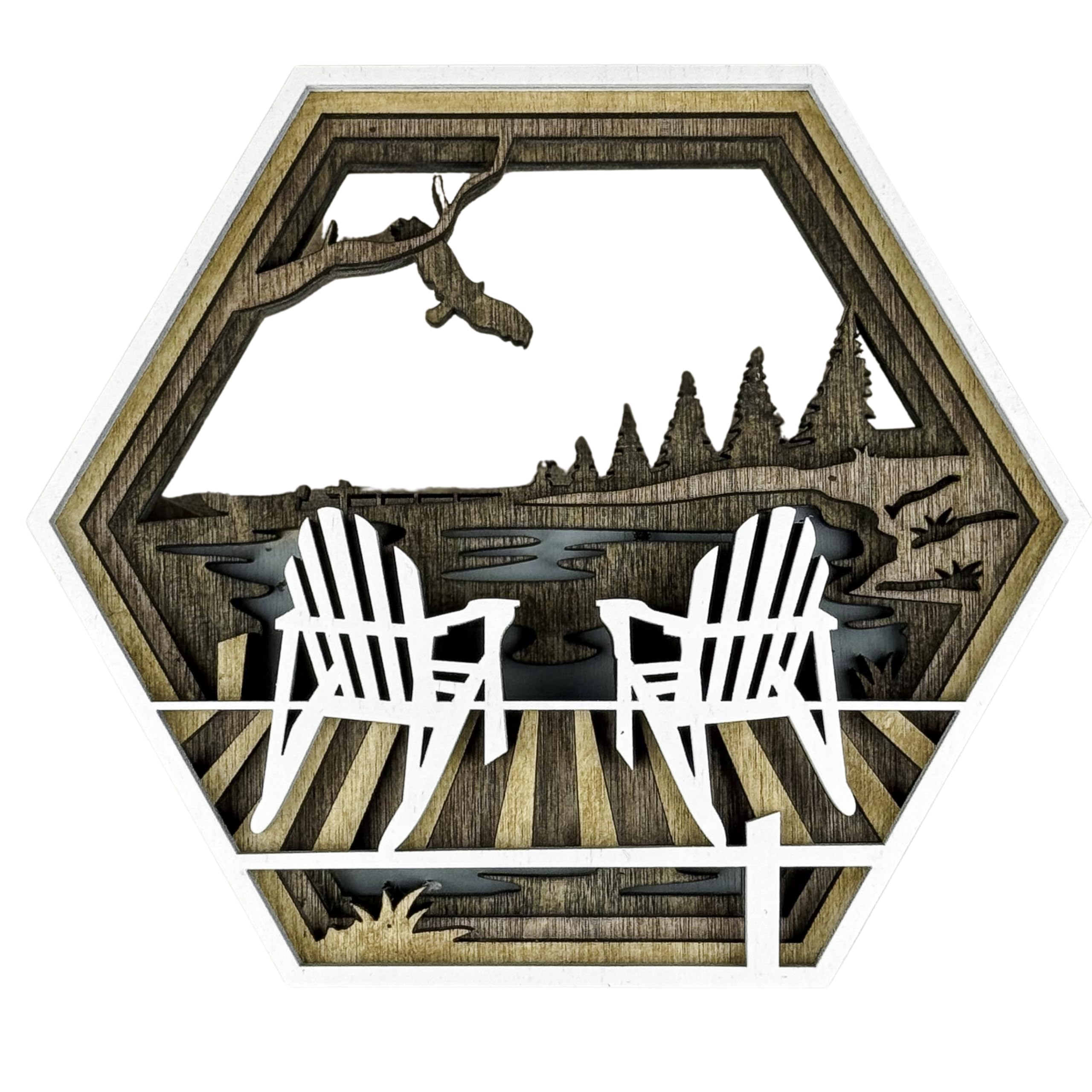 Lake House Decor Shelf Sitter – Rustic Cabin Wood Sign for Table, Mantel or Shelf – Small Wooden Lake Home Accent, 6 x 5.25 Inch