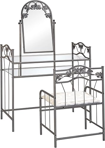 Juego de tocador de 2 piezas peltre y marfil