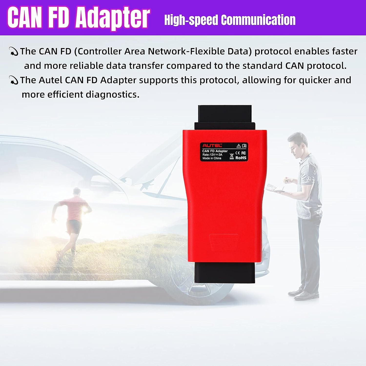 Autel CAN FD Protocol Adapter, Compatible with Autel Scanner MX808 MK808 DS808 MP808 MS906 MK906 MS908 MK908 Maxisys Elite IM508 IM608 Ultra VCI100 VCI Mini, for GM Chevrolet Buick Vehicles