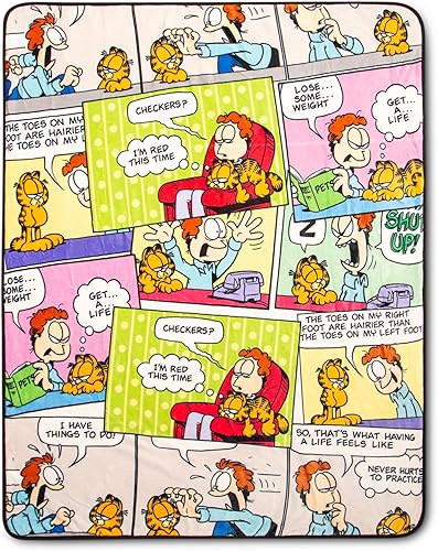 Garfield and Jon - Manta de forro polar Sherpa con paneles de cómics, funda de poliéster suave para sofá y cama, 50 x 60 pulgadas