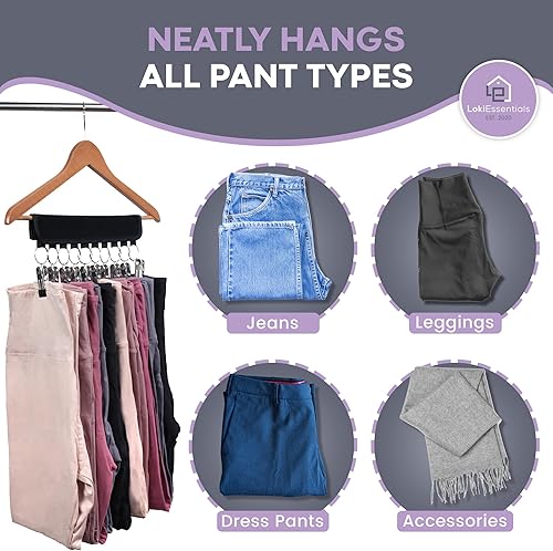 Miniatura 3 de LokiEssentials Organizador de leggings para la organización de ropa y armario, perchas que ahorran espacio para pantalones y bufandas,
