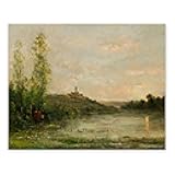 CLOUD NINE PRINTS - The Seine Morning, Vintage River Landscape Print - Dark Farmhouse Wall Art, French Country Lake Decor, Serene Sunset Art (Unframed 5x7 Inch)