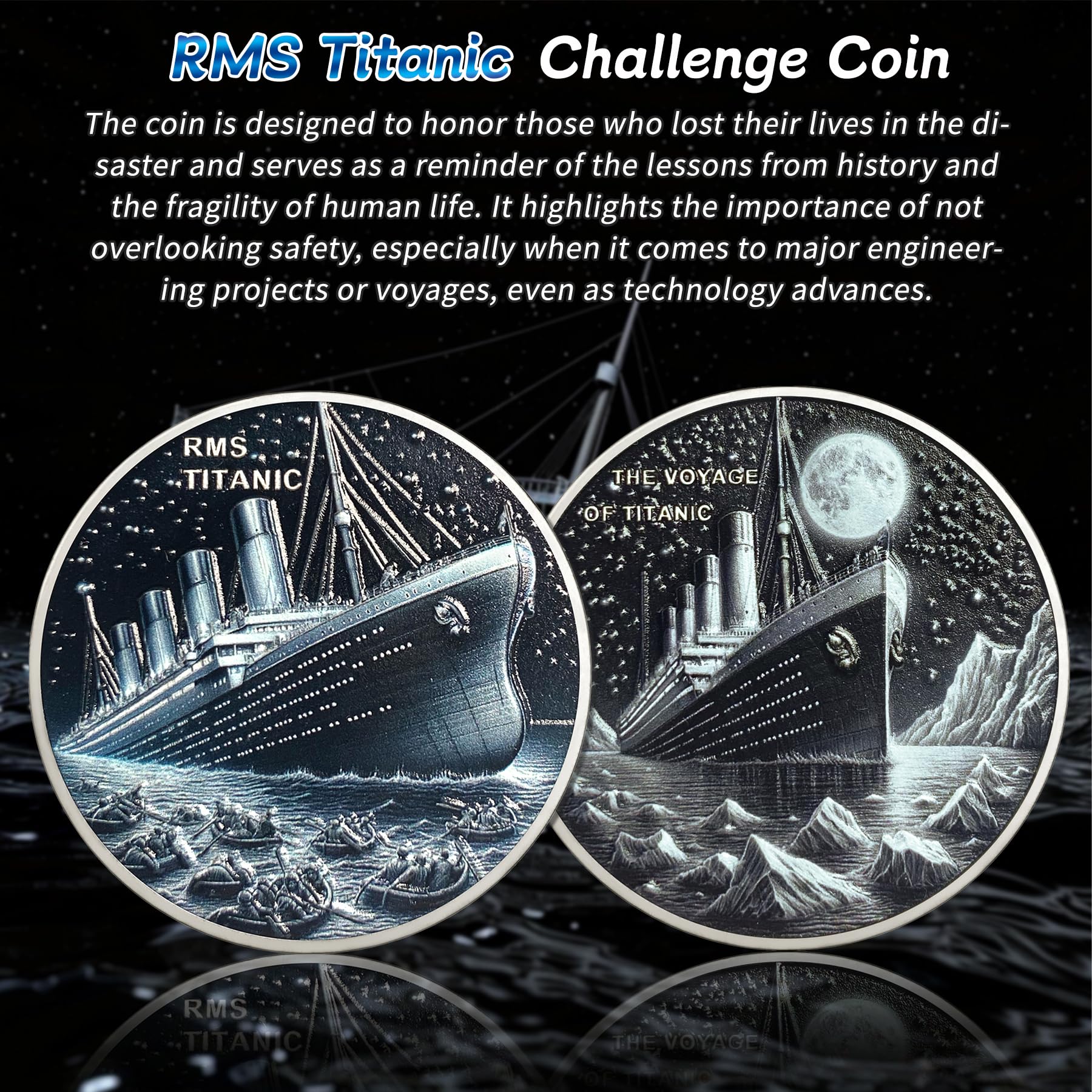 RMS Titanic Challenge Coin - Commemorative Ship Coins - Rare Boat Travel Token - Memory of Victims Chip - Collectable Curio Gifts for Men Women Kids Family