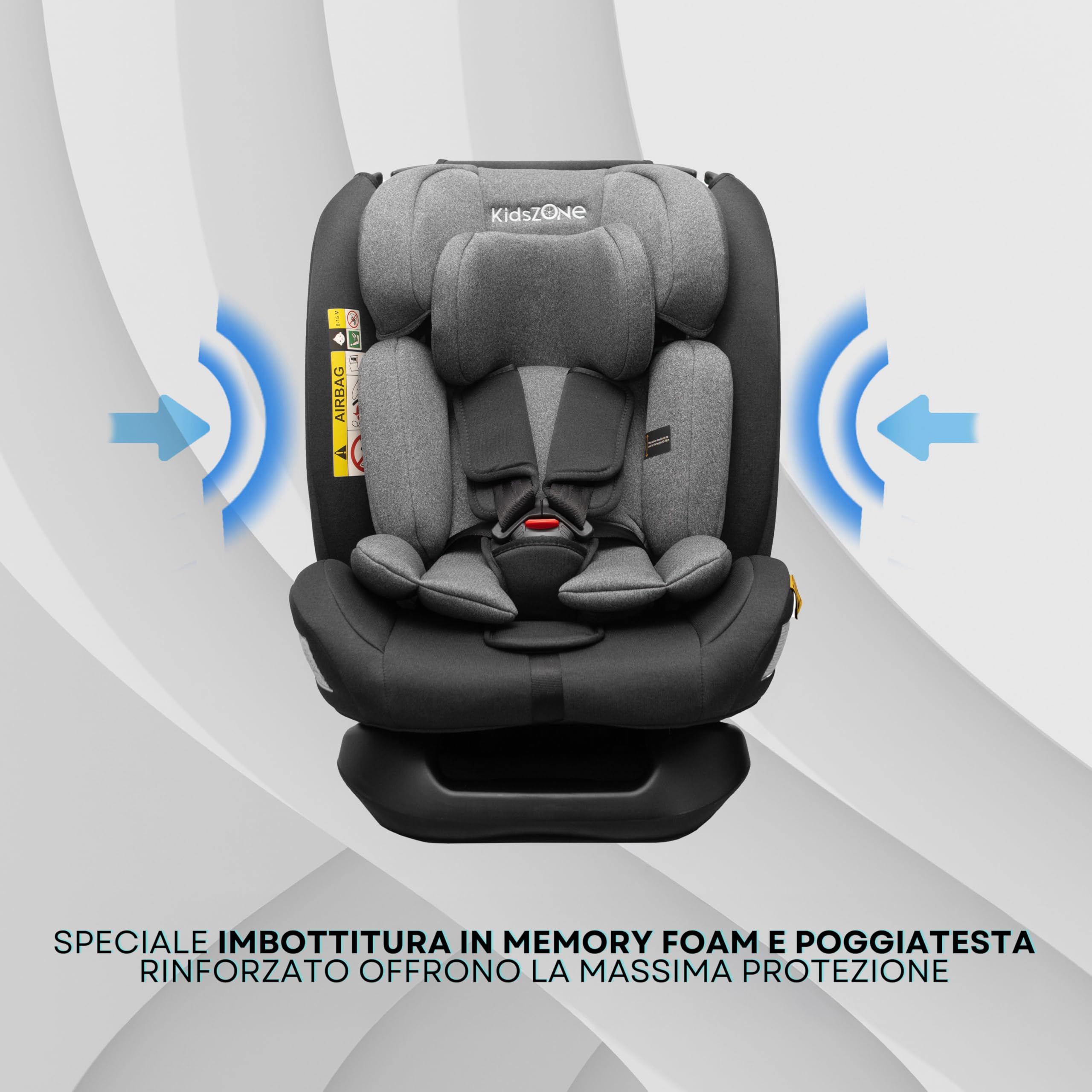 Seggiolino Auto senza Isofix 0-36 kg i-Size (40-150 cm) - Seggiolino Auto Gruppo 0/1/2/3 - Regolabile in Altezza, Reclinabile 4 posizioni