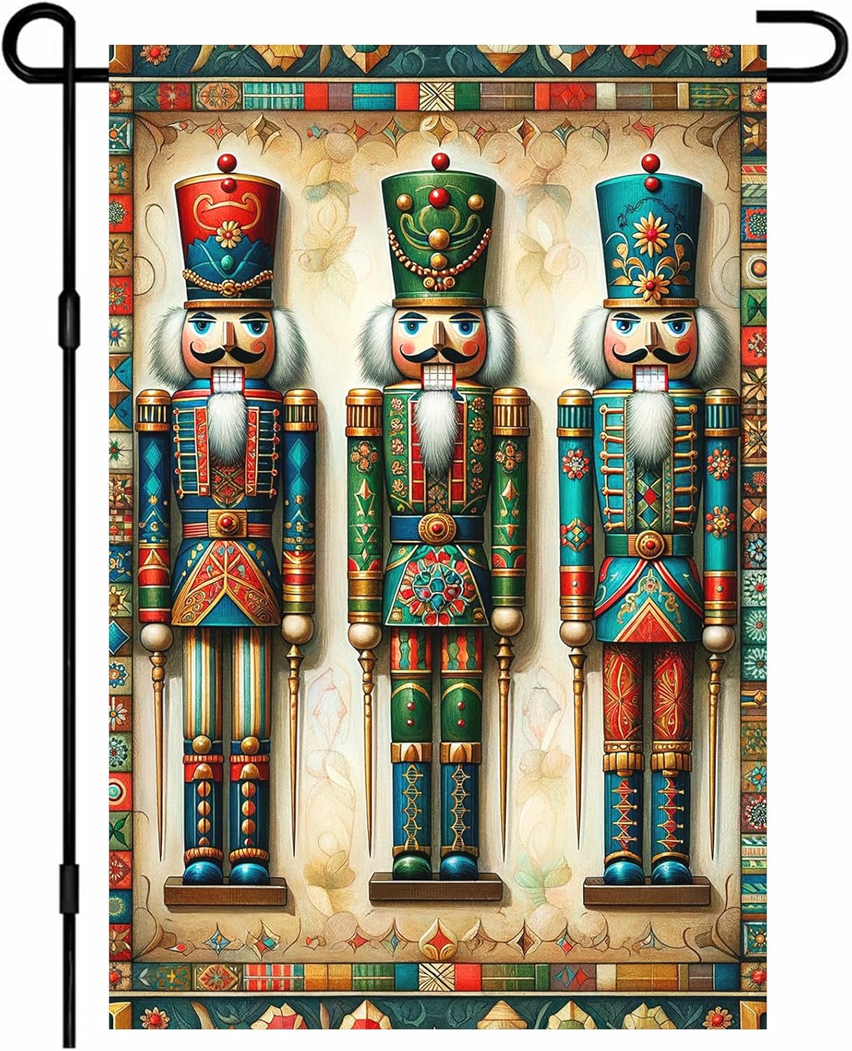 Christmas Nutcracker Garden Flag 12 x 18 Inches Vintage Style Featuring Colorful Nutcracker Soldiers Perfect For Festive Outdoor Yard Décor Seasonal Displays And Holiday Decorations