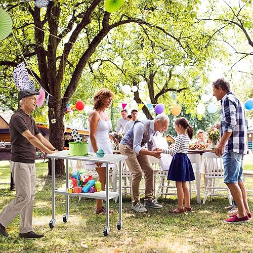 Miniatura 7 de YBLFDY Mesa de acero inoxidable con ruedas de 36 x 24 pulgadas, mesa de preparación de acero inoxidable NSF para cocina, mesa de trabajo de acero