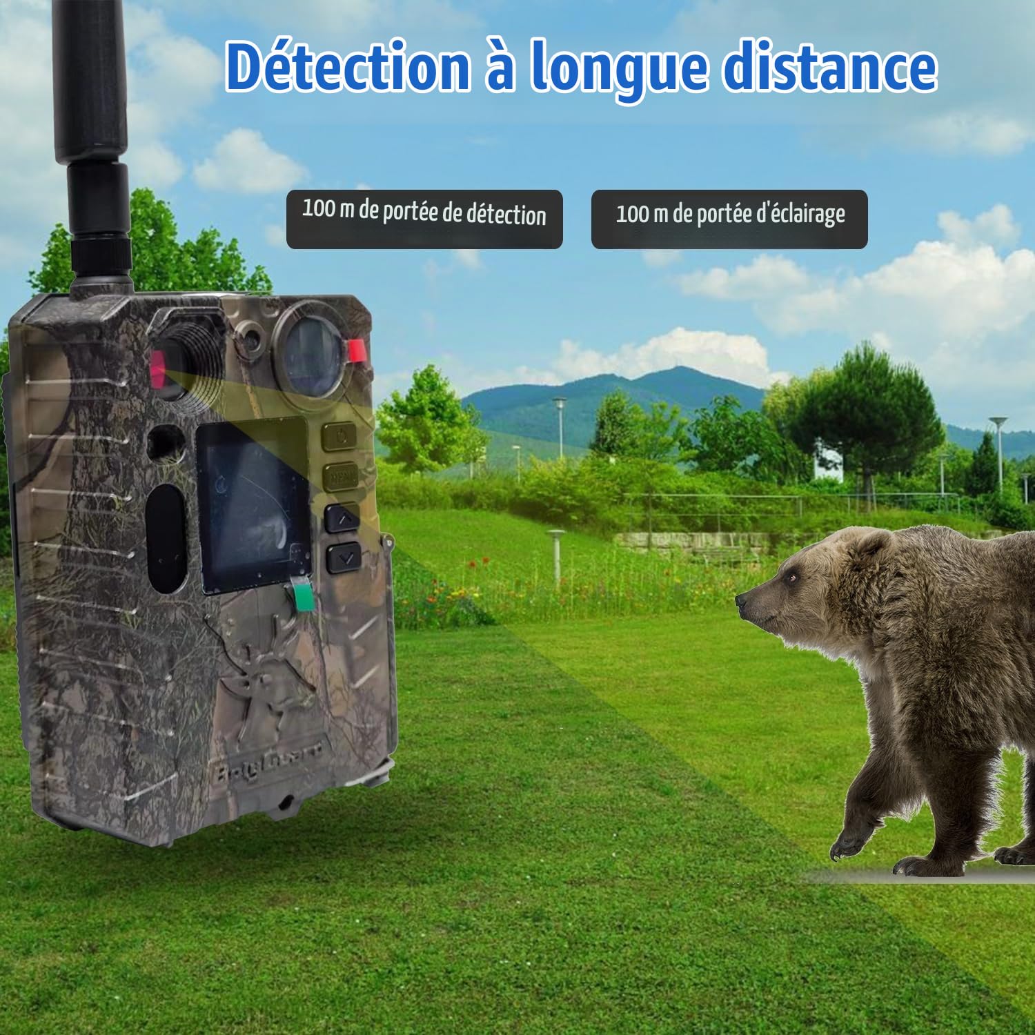 Bolyguard Camera Chasse 4G Caméra de Chasse GSM 37MP 4K HD Vision Nocturne 100ft piege Photo IP66 (SD Incluse 32 Go)