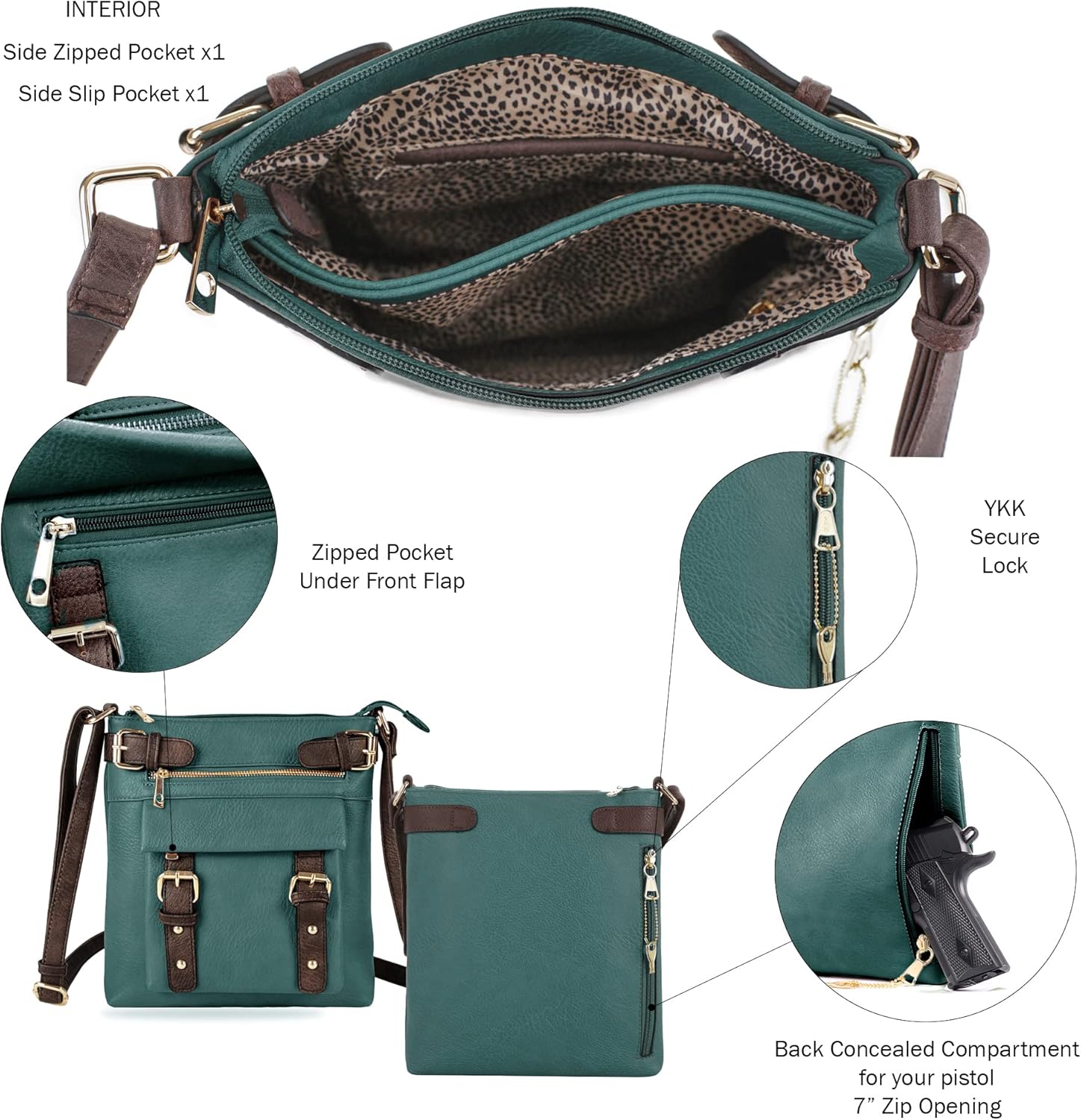 JESSIE & JAMES 2 Toned Belt Concealed Carry Crossbody Bag with Lock and Key - Image 5