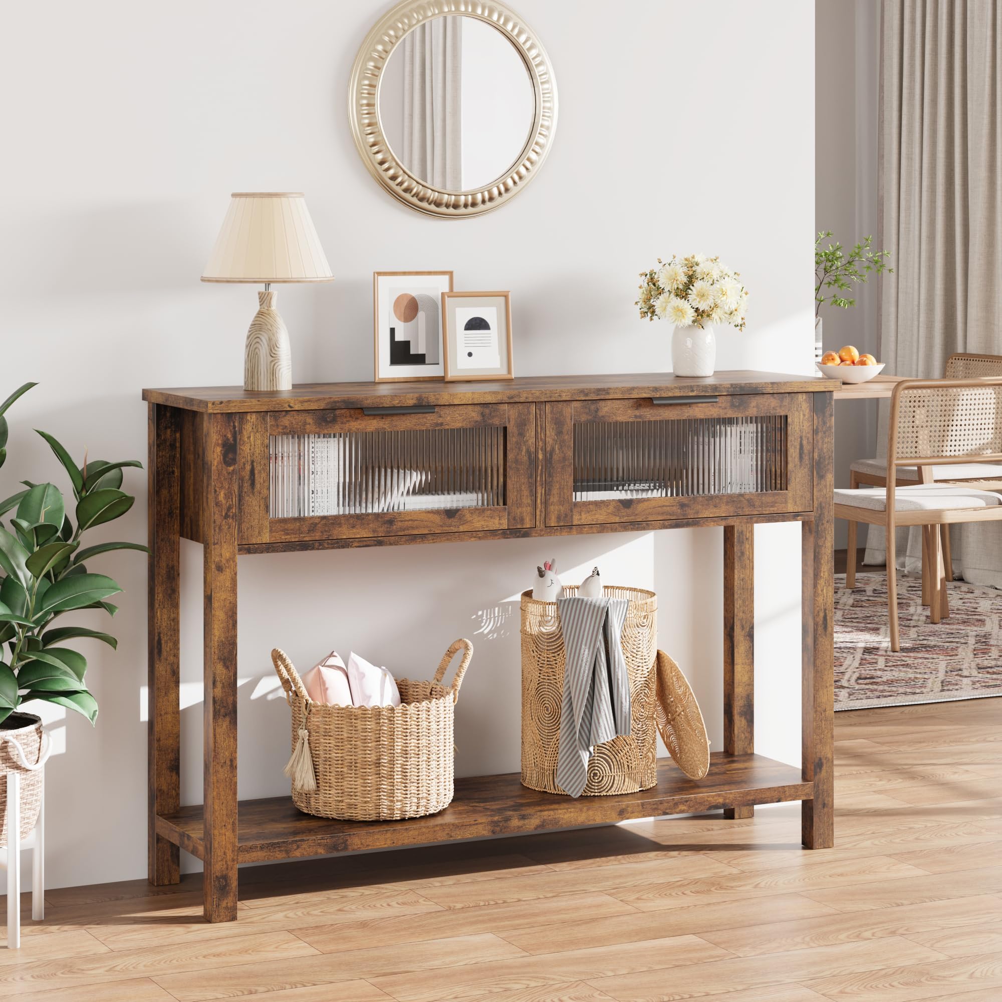 GarveeMore Console Table 120cm Slim Farmhouse Entryway Sofa Table