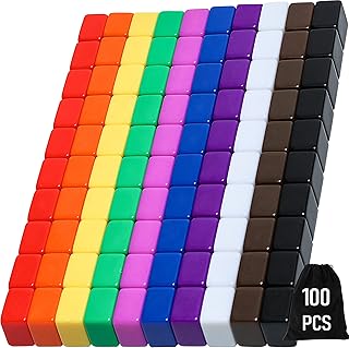 100 Pieces 16 mm Blank Dice Colored Bulk Dice Cubes Assorted Color DIY Dice for Board Games with Storage Bag for Board Games and Teaching Math Farkle