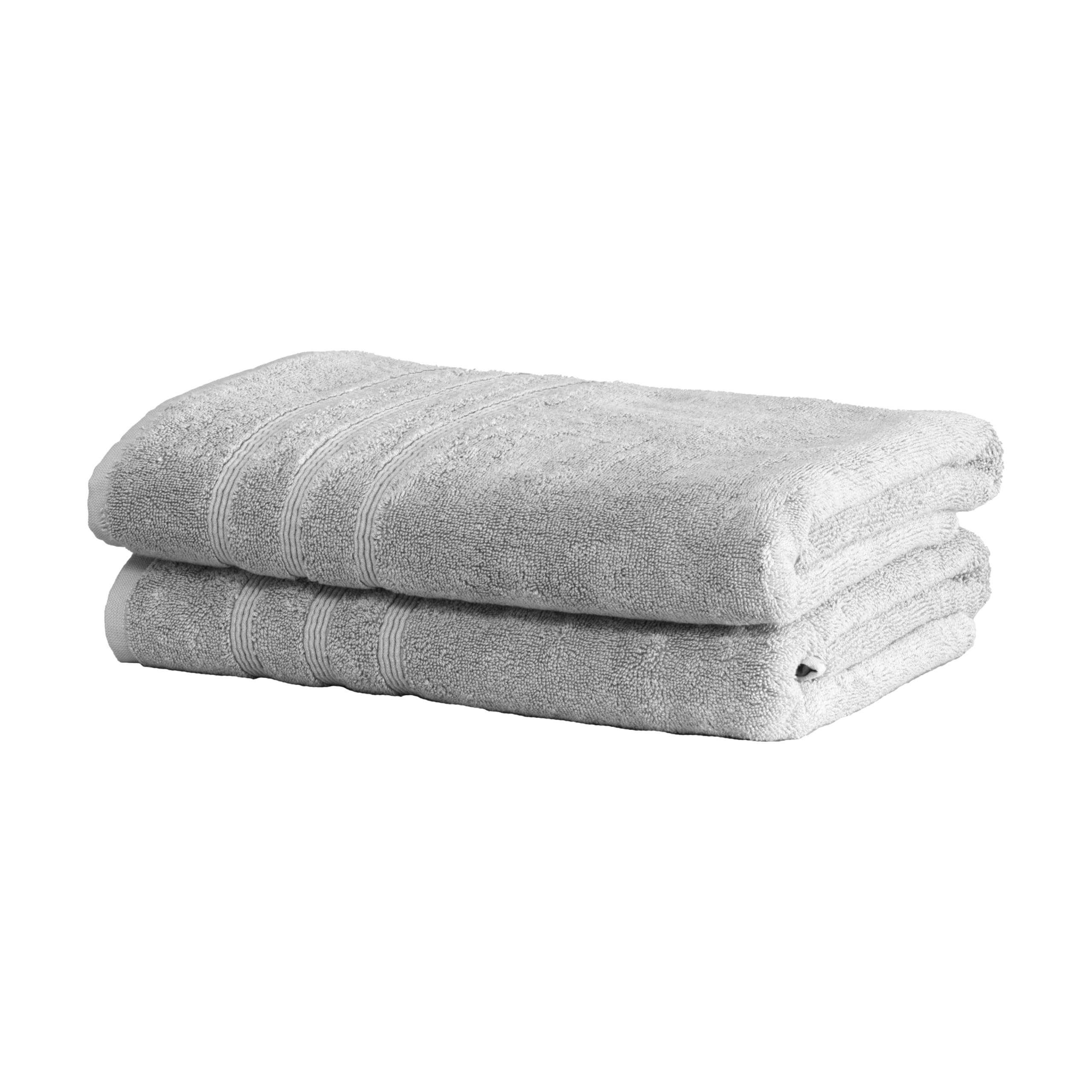 Mosobam Luxury Turkish Set of 2 Bath Towels 30X58 Light Grey Gray 700 GSM Bamboo Viscose Aegean Turkish