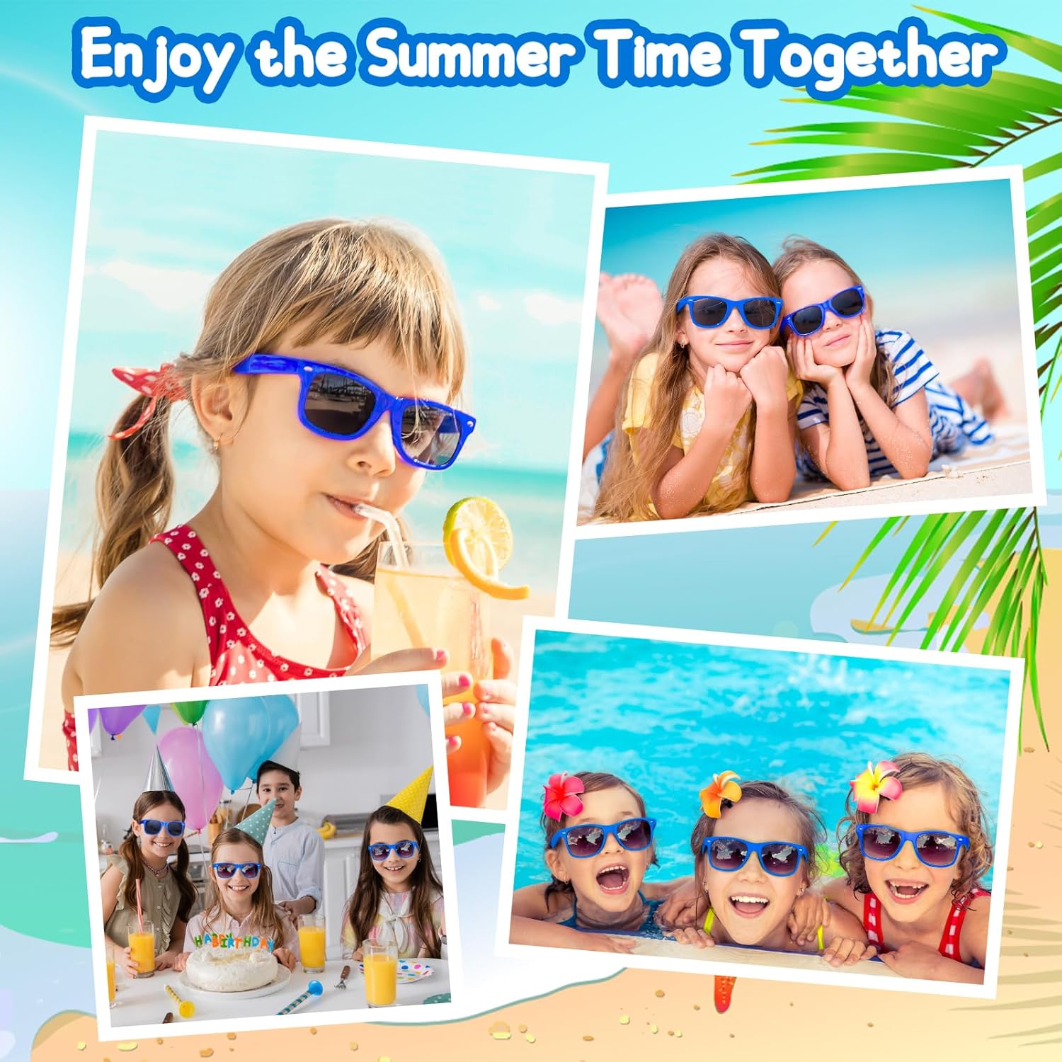 ASTARON 8 Pack Kids Party Novelty Sunglasses Bulk for Kids 3+ Summer Beach Party Birthday Party Favors Supplies Goody Bag Filler - Image 4